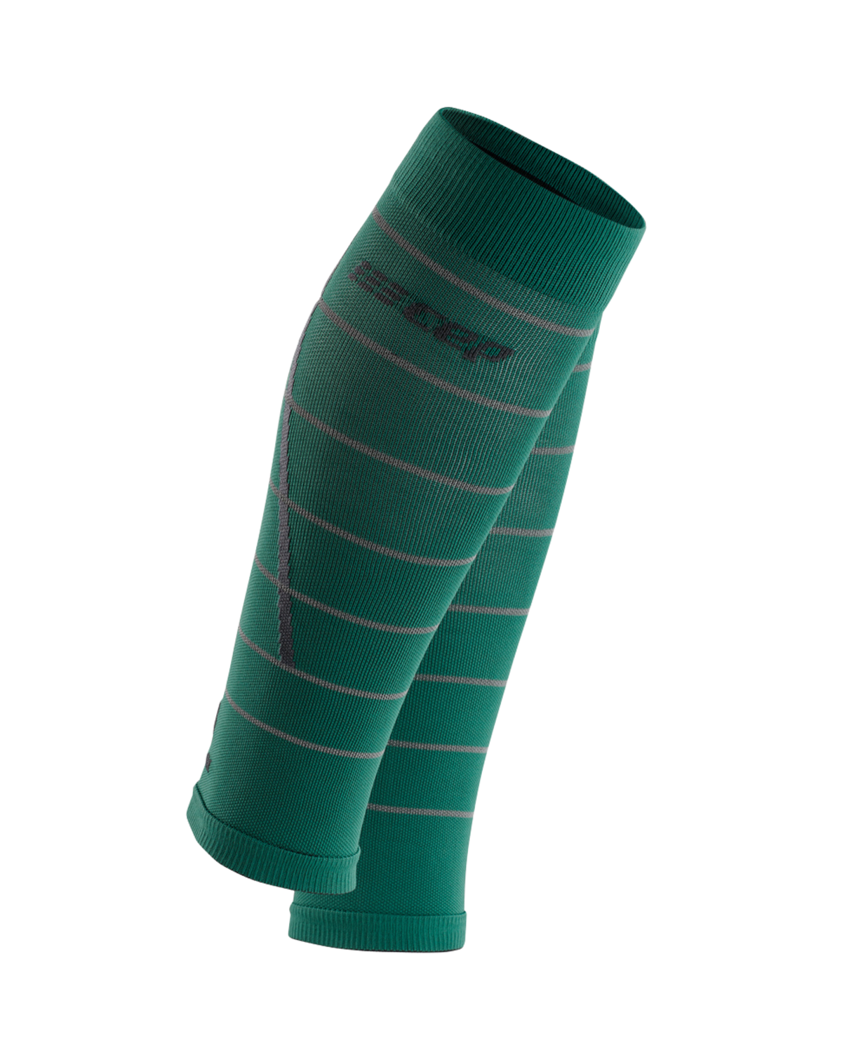 Reflective Compression Calf Sleeves, Men, Green/Silver