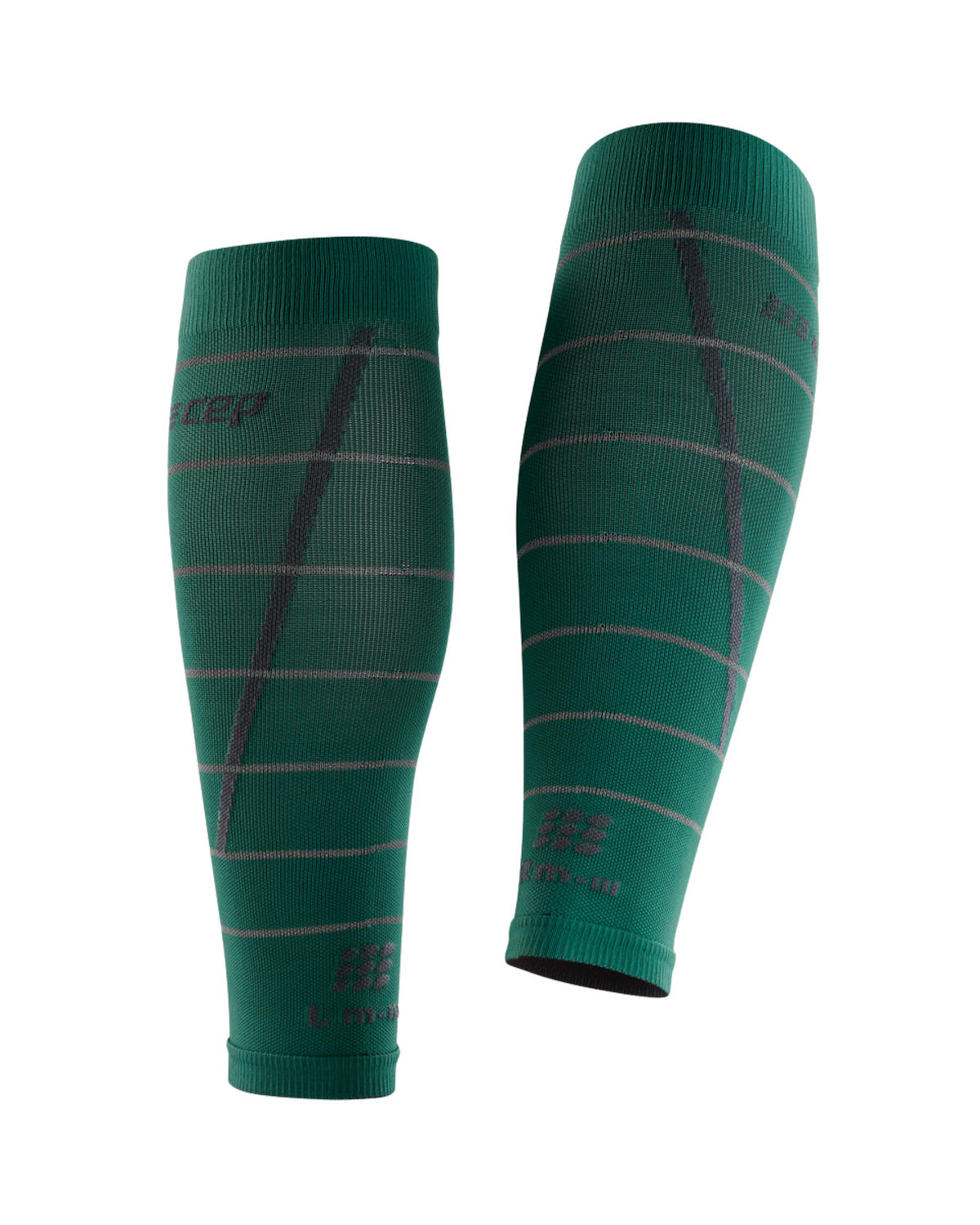 Reflective Compression Calf Sleeves, Men, Green/Silver