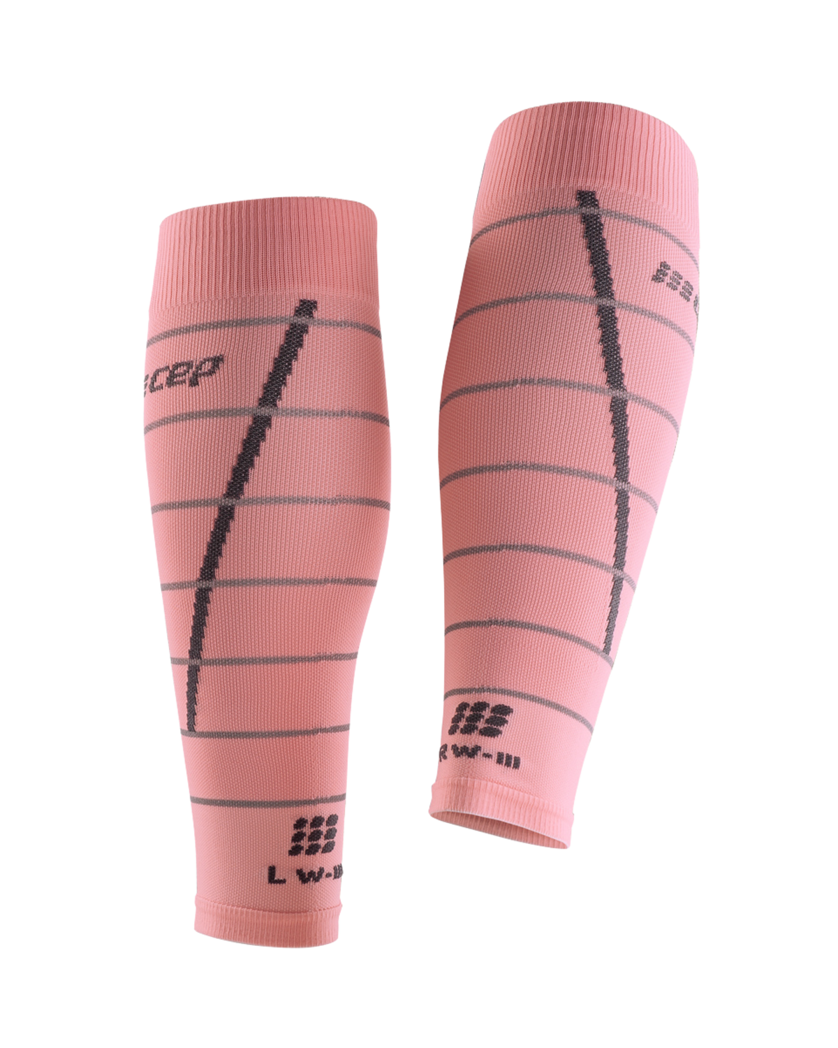Reflective Compression Calf Sleeves, Women, Light Rose/Silver