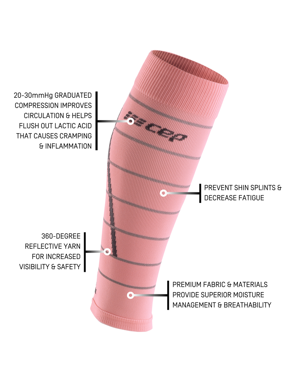 Reflective Compression Calf Sleeves, Women