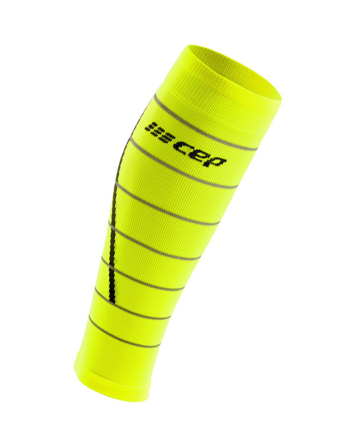 Reflective Compression Calf Sleeves, Men, Neon Yellow/Silver