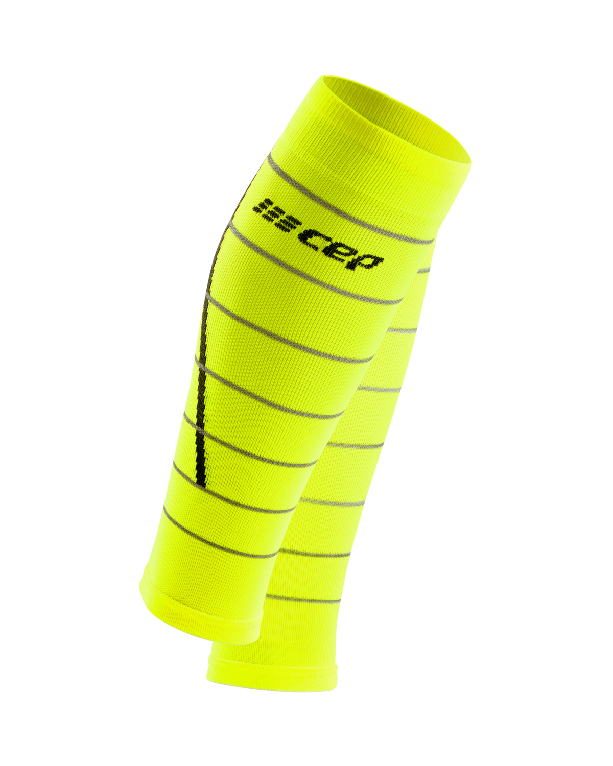 Reflective Compression Calf Sleeves, Men, Neon Yellow/Silver