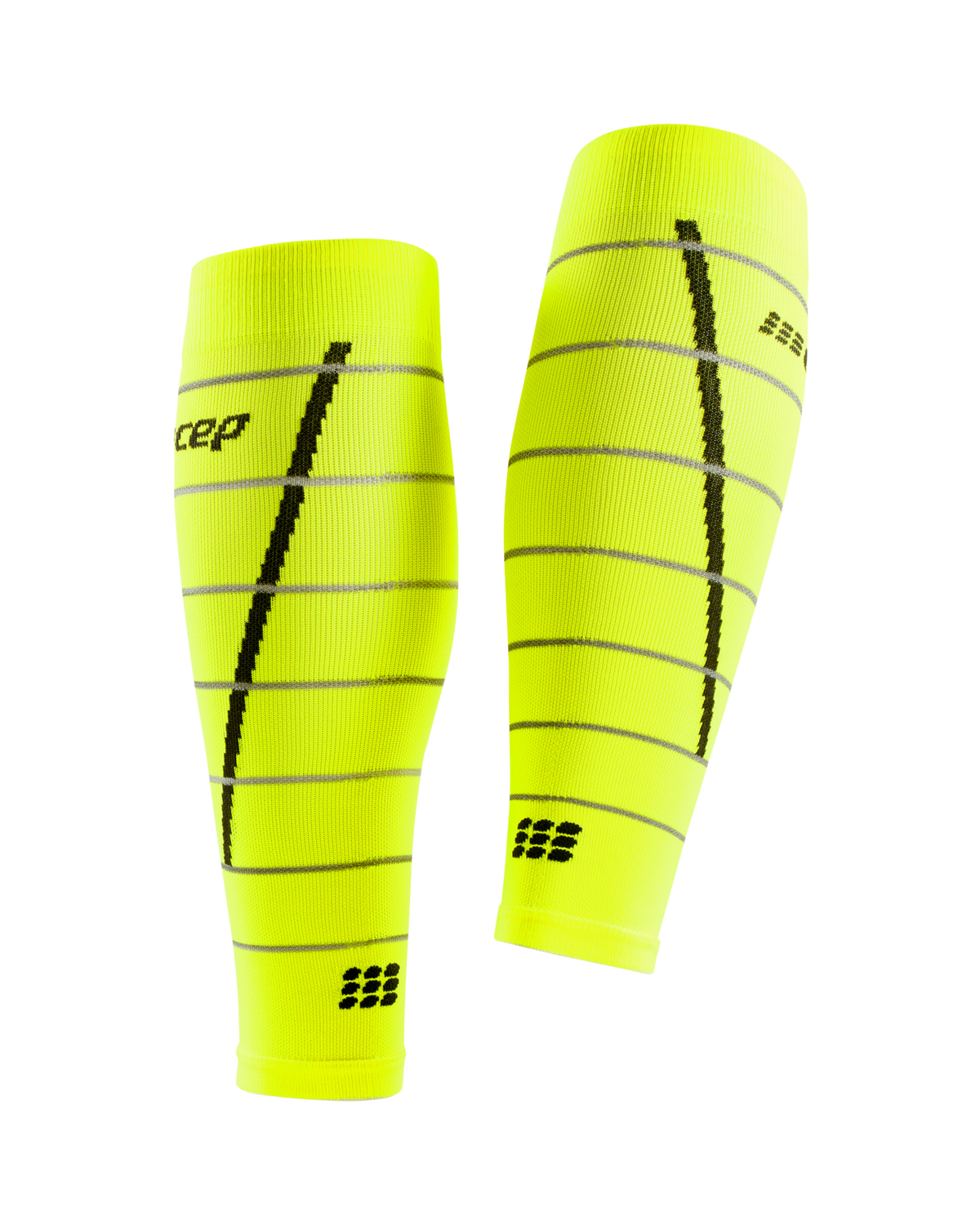 Reflective Compression Calf Sleeves, Men, Neon Yellow/Silver