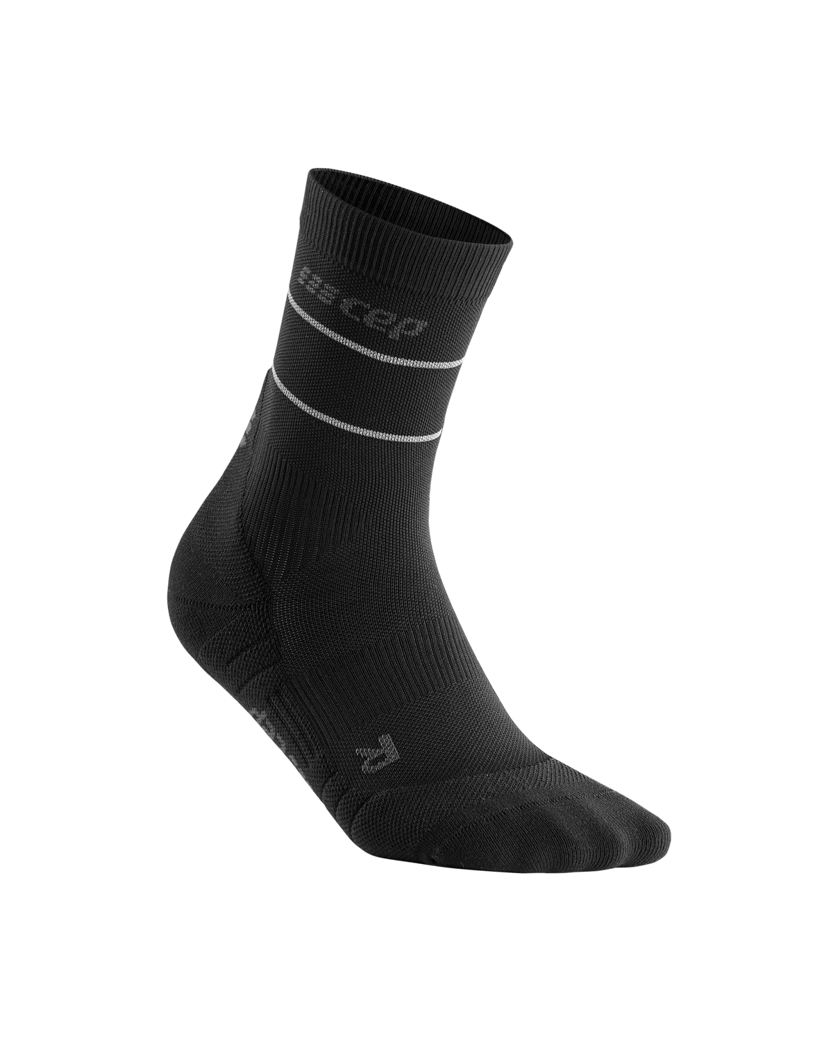 Reflective Mid Cut Compression Socks, Men, Black/Silver