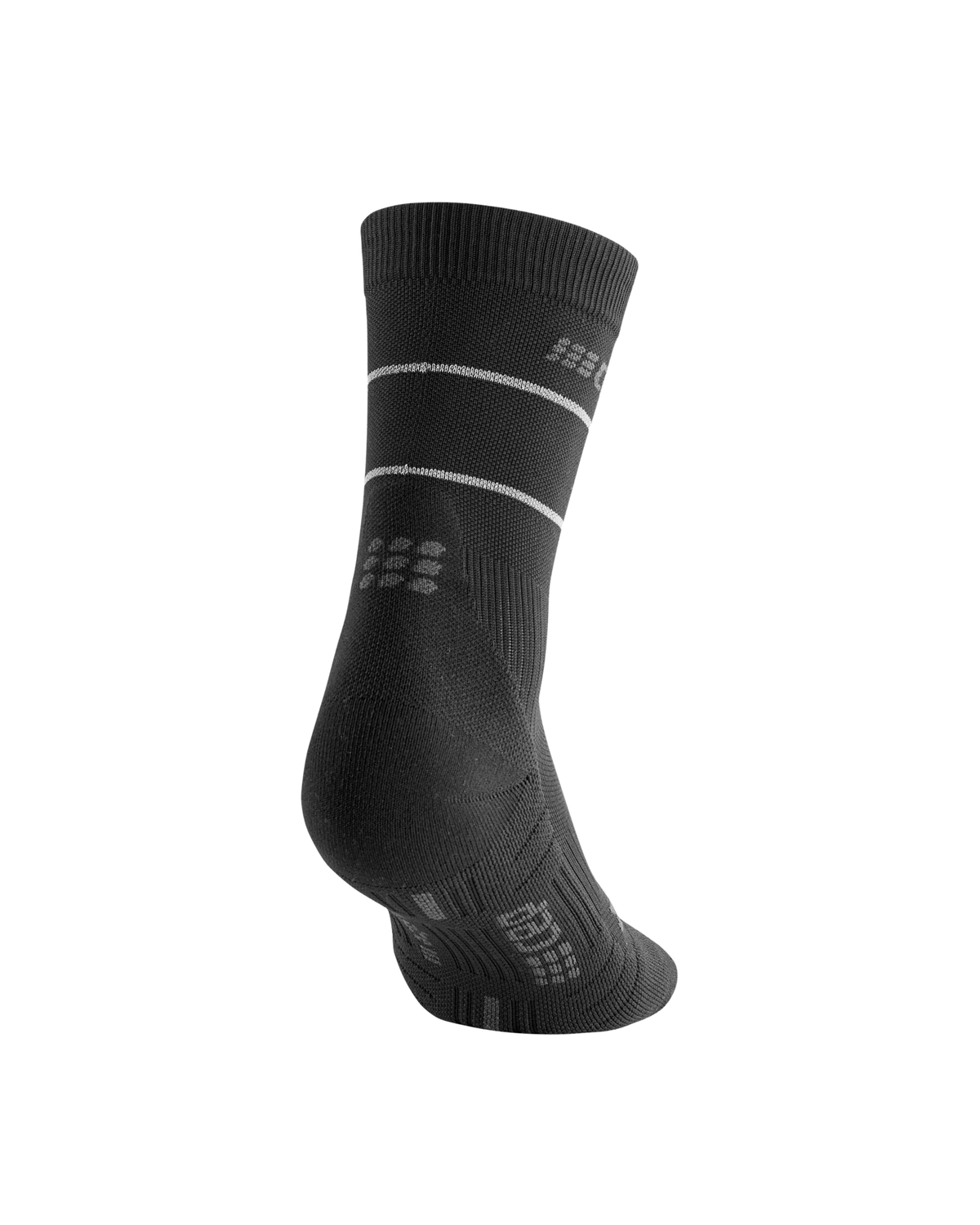 Reflective Mid Cut Compression Socks, Men, Black/Silver