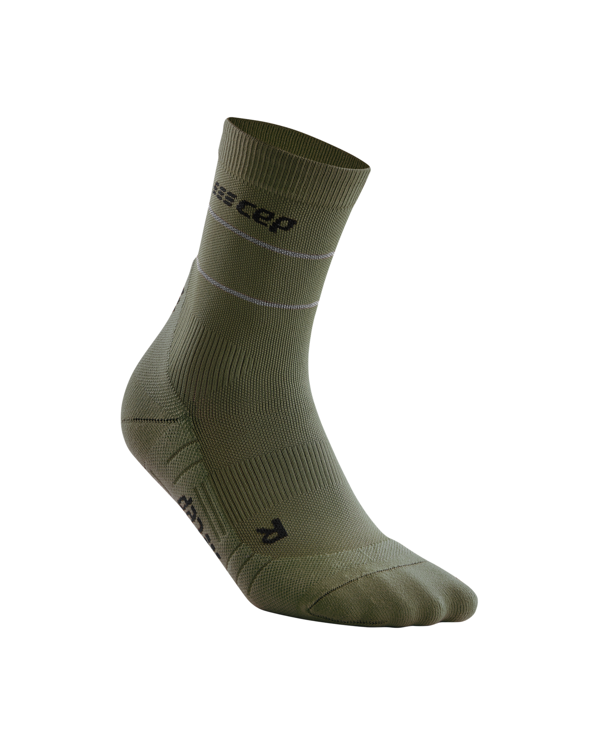 Reflective Mid Cut Compression Socks, Men, Dark Green/Silver