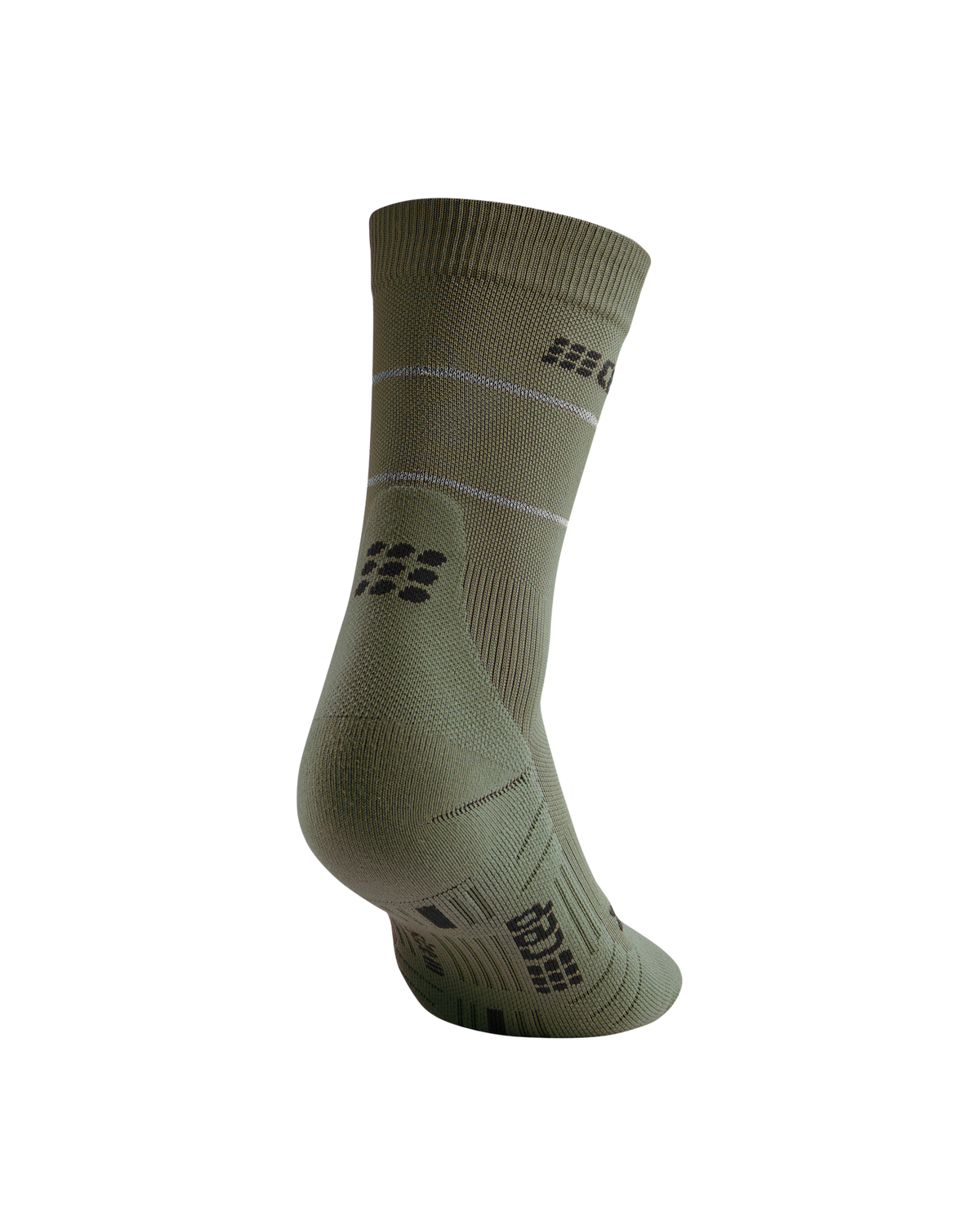 Reflective Mid Cut Compression Socks, Men, Dark Green/Silver