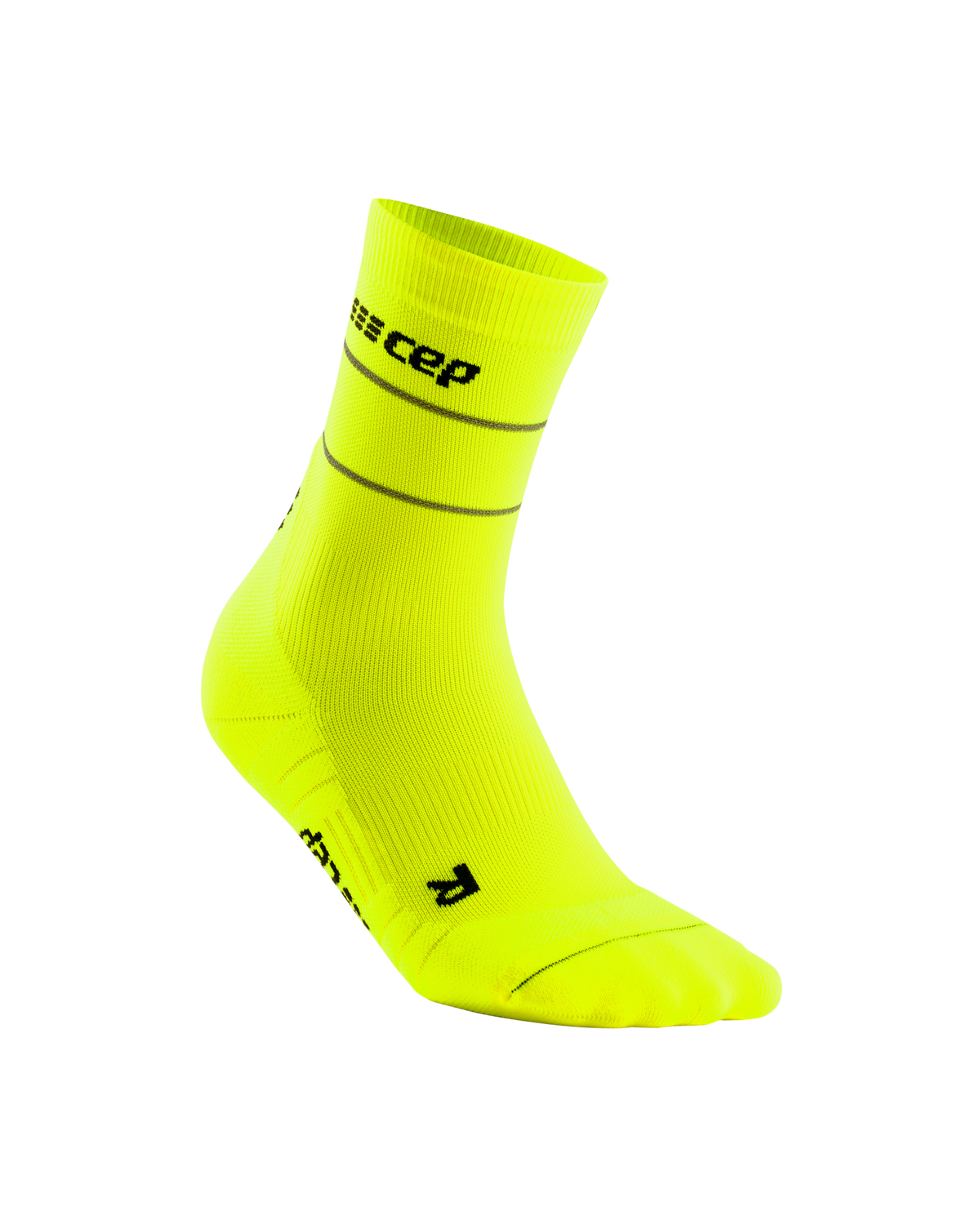 Reflective Mid Cut Compression Socks, Men, Neon Yellow/Silver