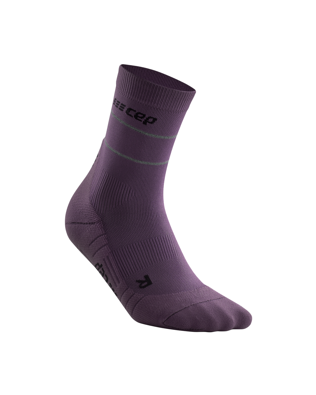 Reflective Mid Cut Compression Socks, Men, Purple/Silver