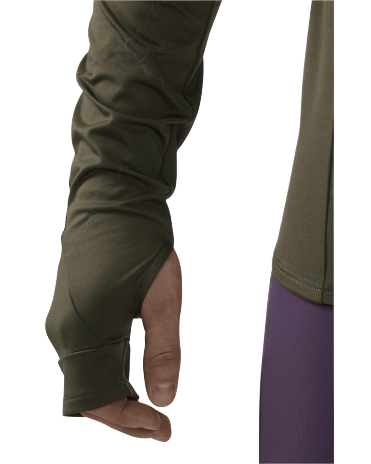 Reflective Long Sleeve Shirt, Men, Dark Green, close-up detail