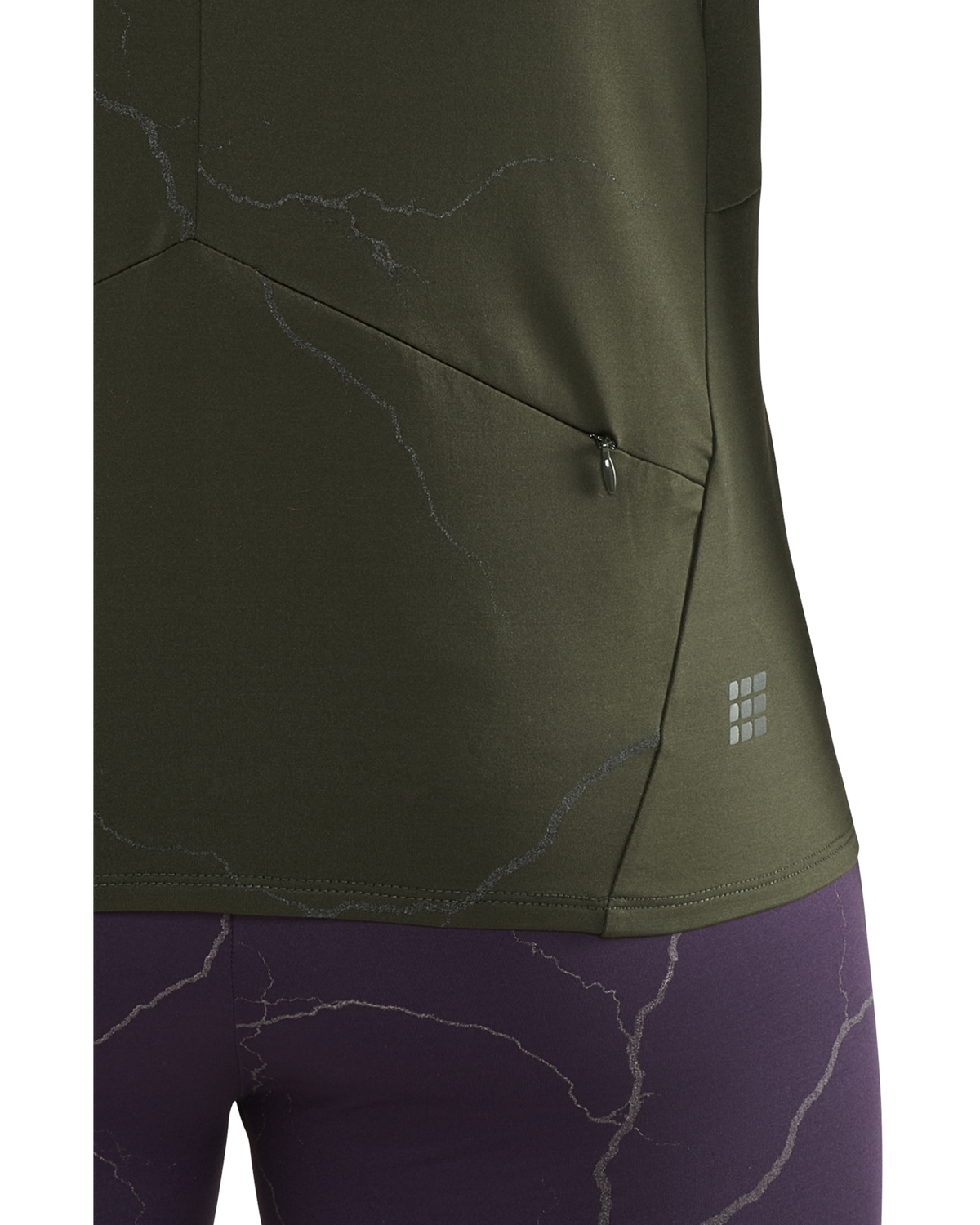 Reflective Long Sleeve Shirt, Women, Dark Green, close-up detail