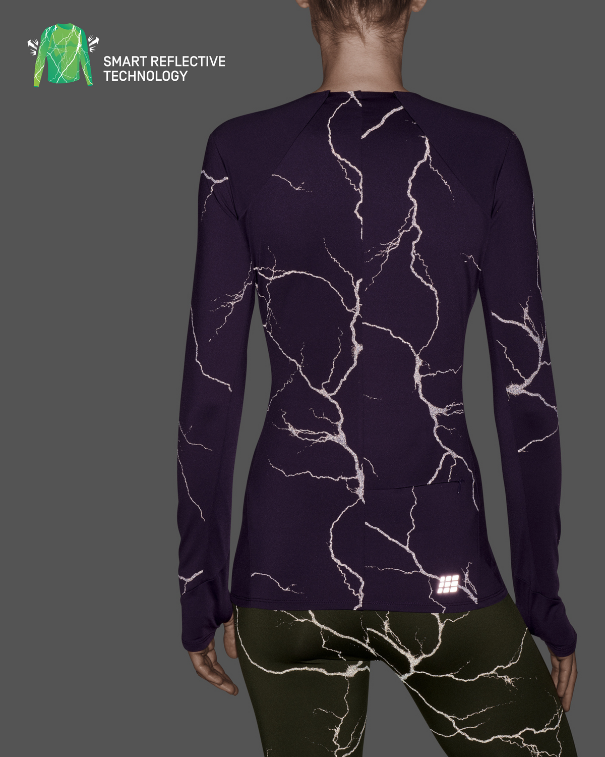 Reflective Long Sleeve Shirt, Women, Purple, close-up detail