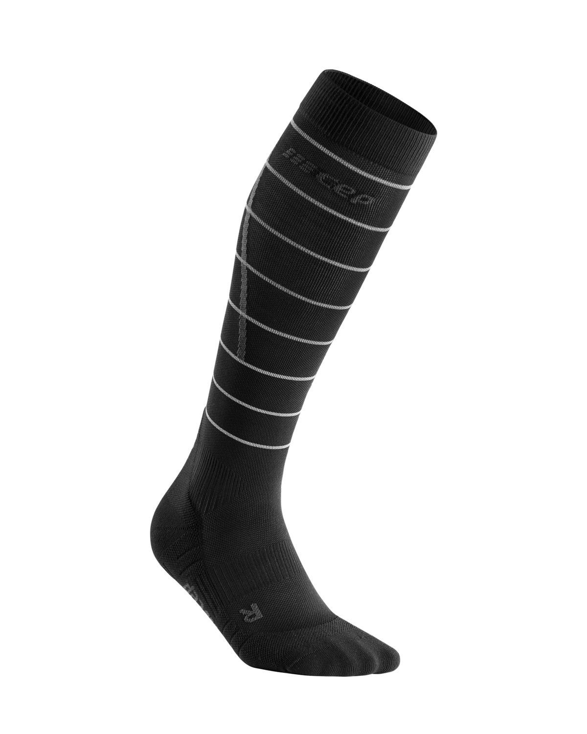 Reflective Tall Compression Socks, Men, Black/Silver
