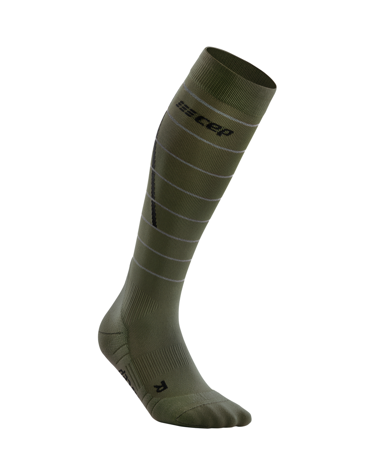 Reflective Tall Compression Socks, Men, Dark Green/Silver