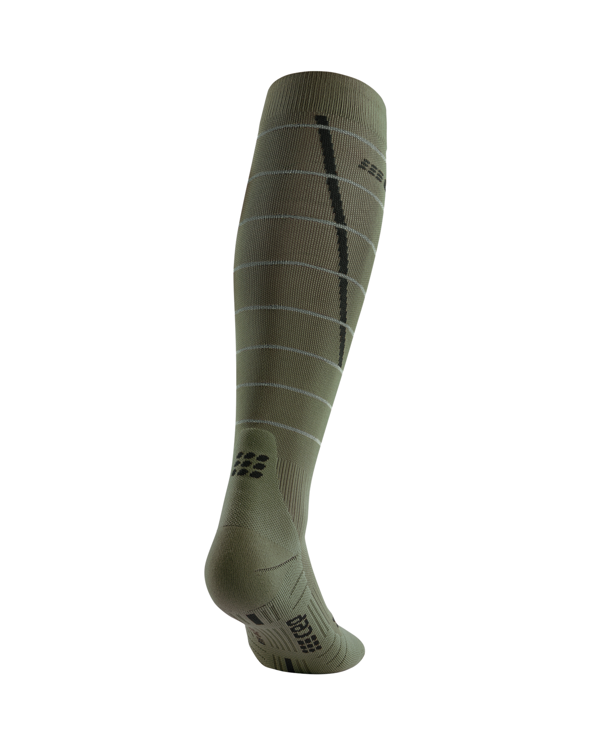 Reflective Tall Compression Socks, Men, Dark Green/Silver