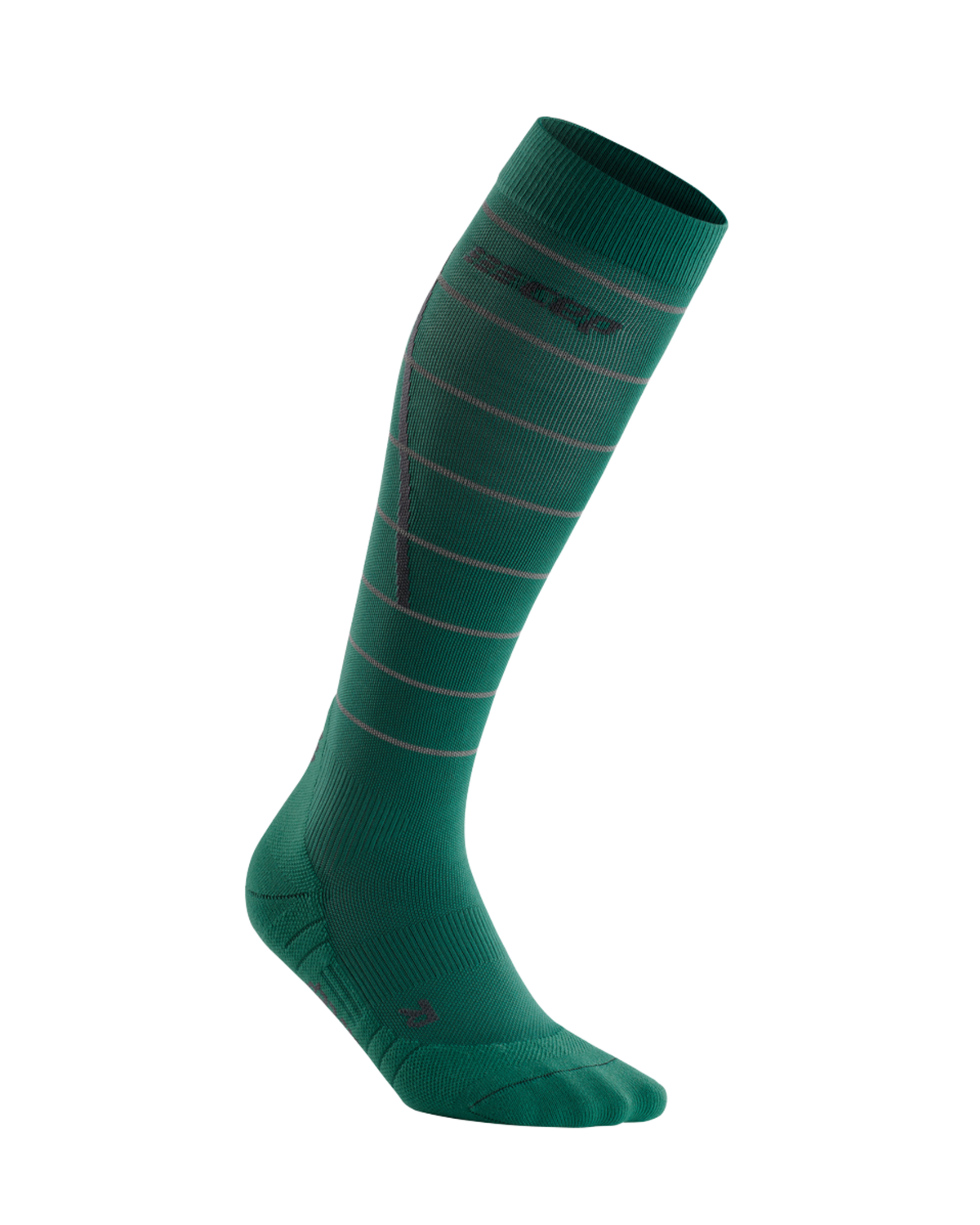 Reflective Tall Compression Socks, Men, Green/Silver