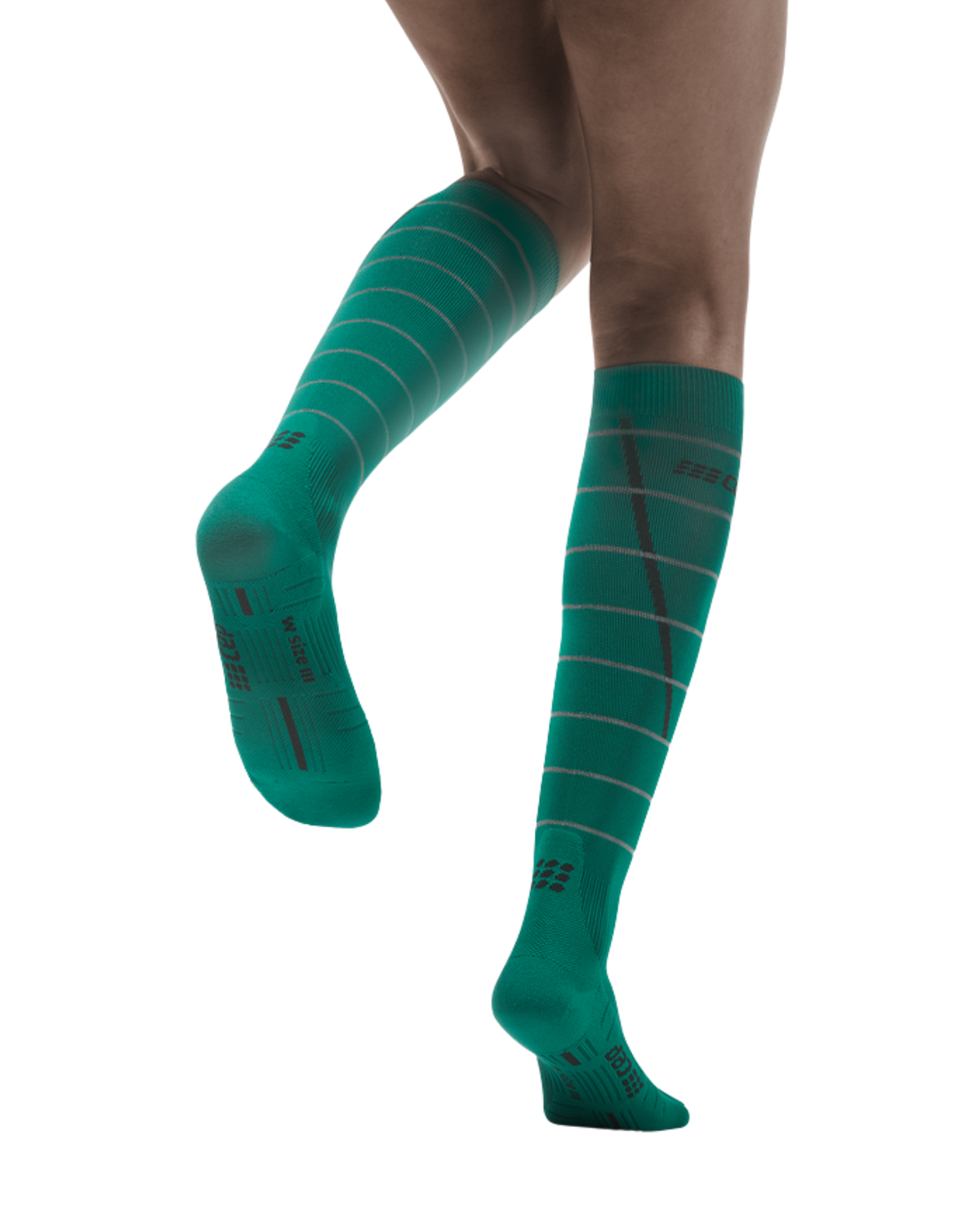 Reflective Tall Compression Socks, Women, Green/Silver