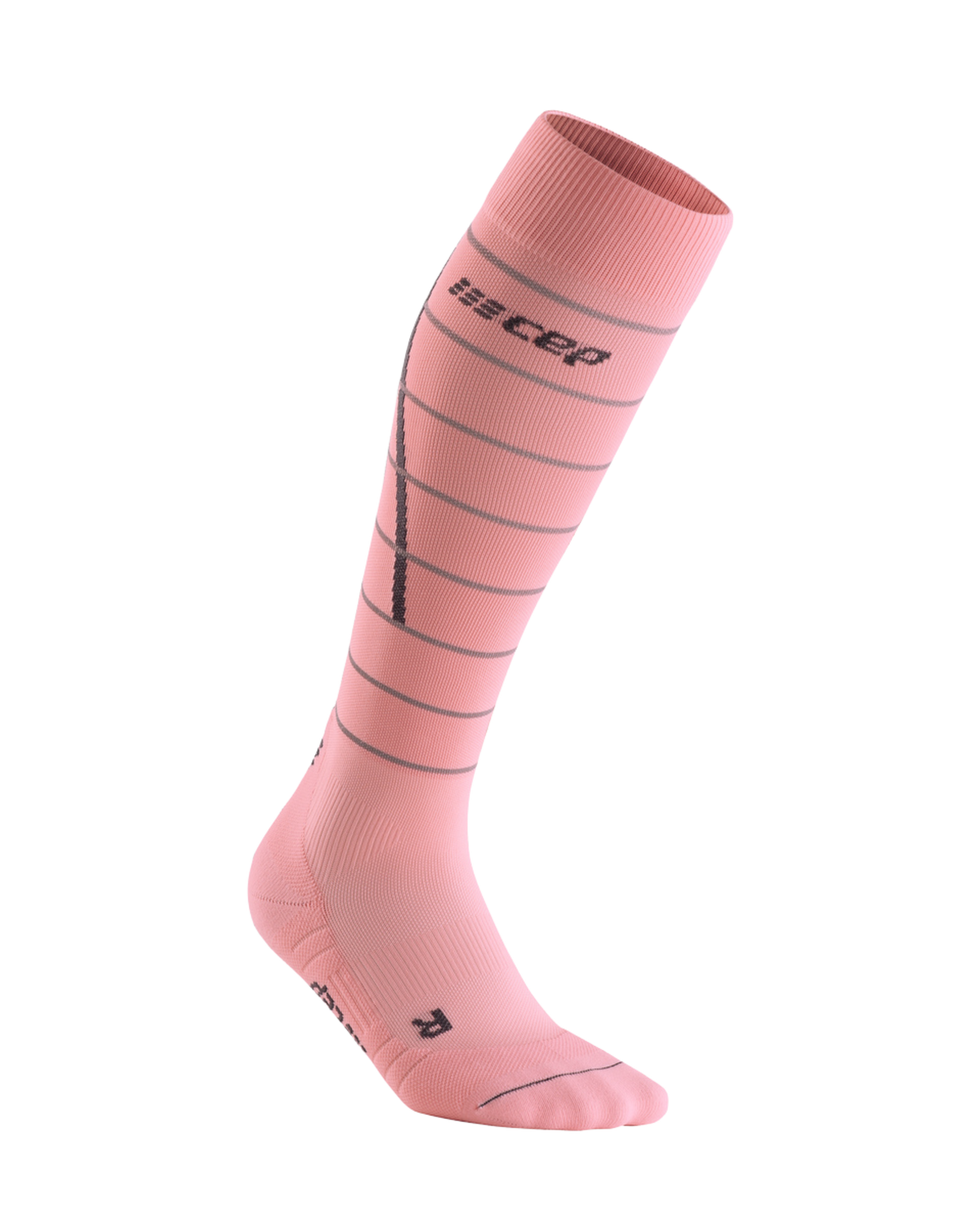 Reflective Tall Compression Socks, Women, Light Rose/Silver
