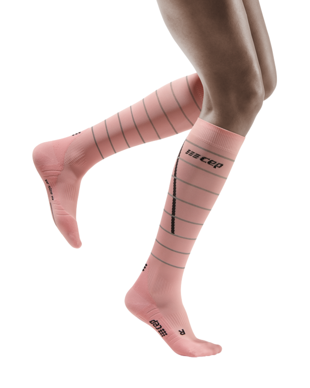 Reflective Tall Compression Socks, Women, Light Rose/Silver