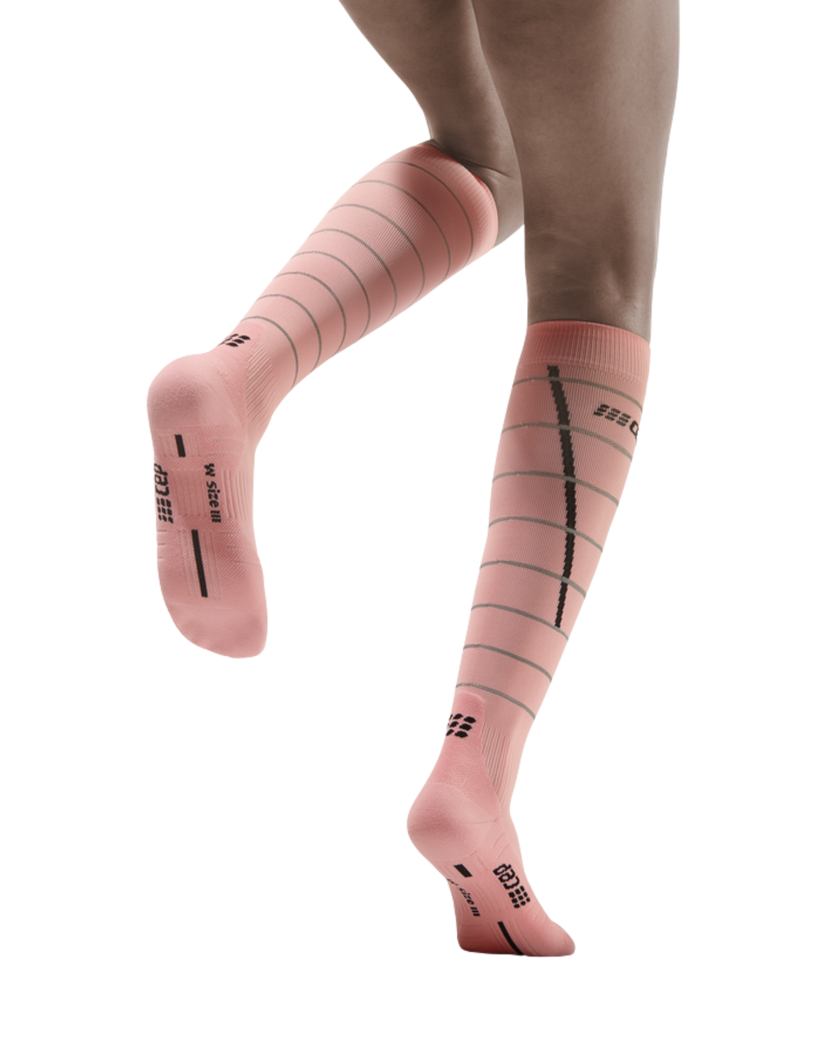 Reflective Tall Compression Socks, Women, Light Rose/Silver