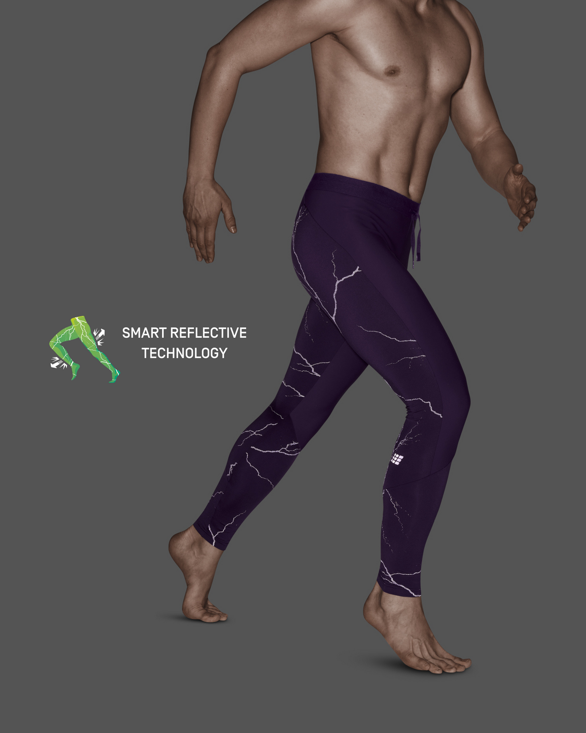 Reflective Tights, Men, Purple, close-up detail