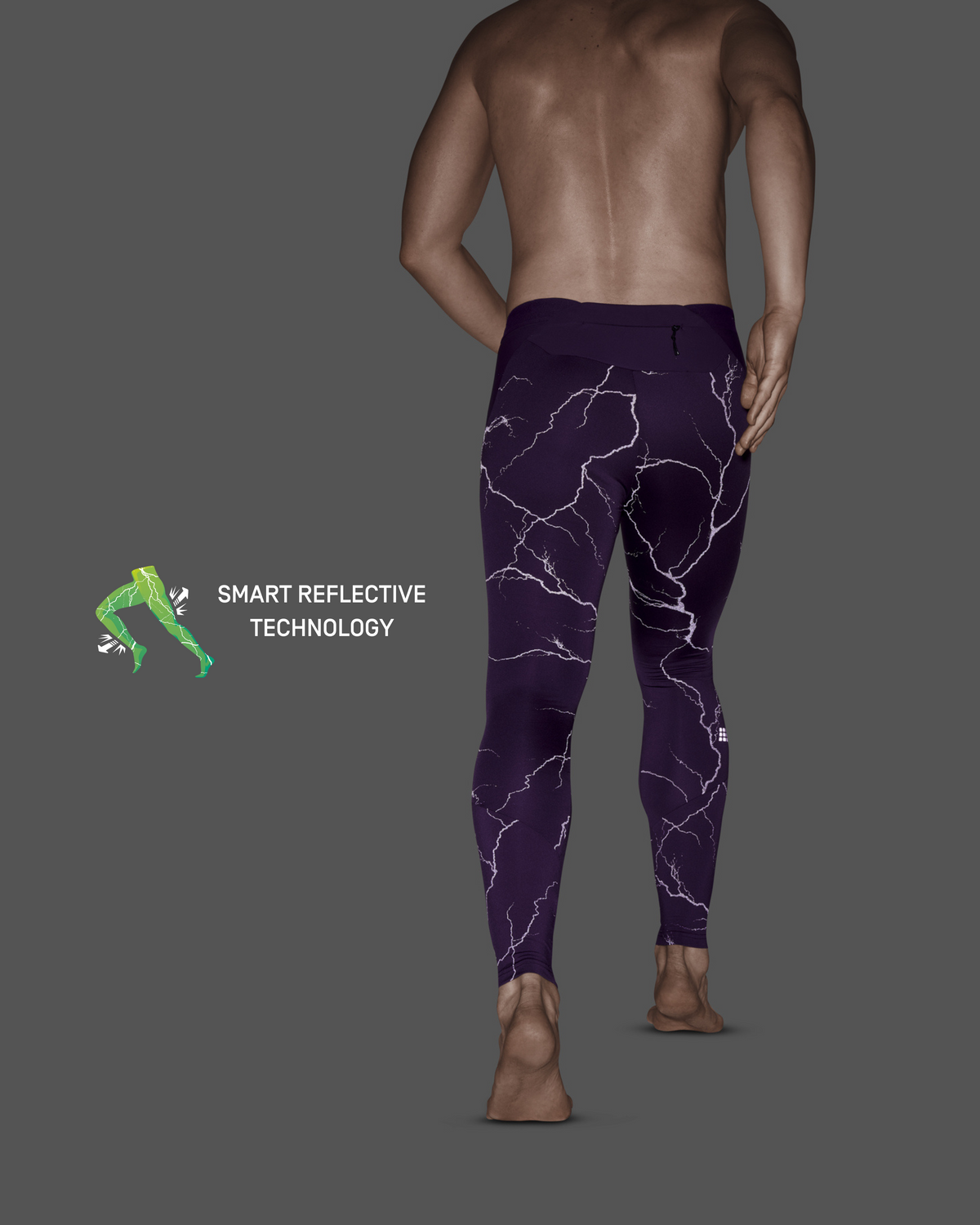 Reflective Tights, Men, Purple, close-up detail