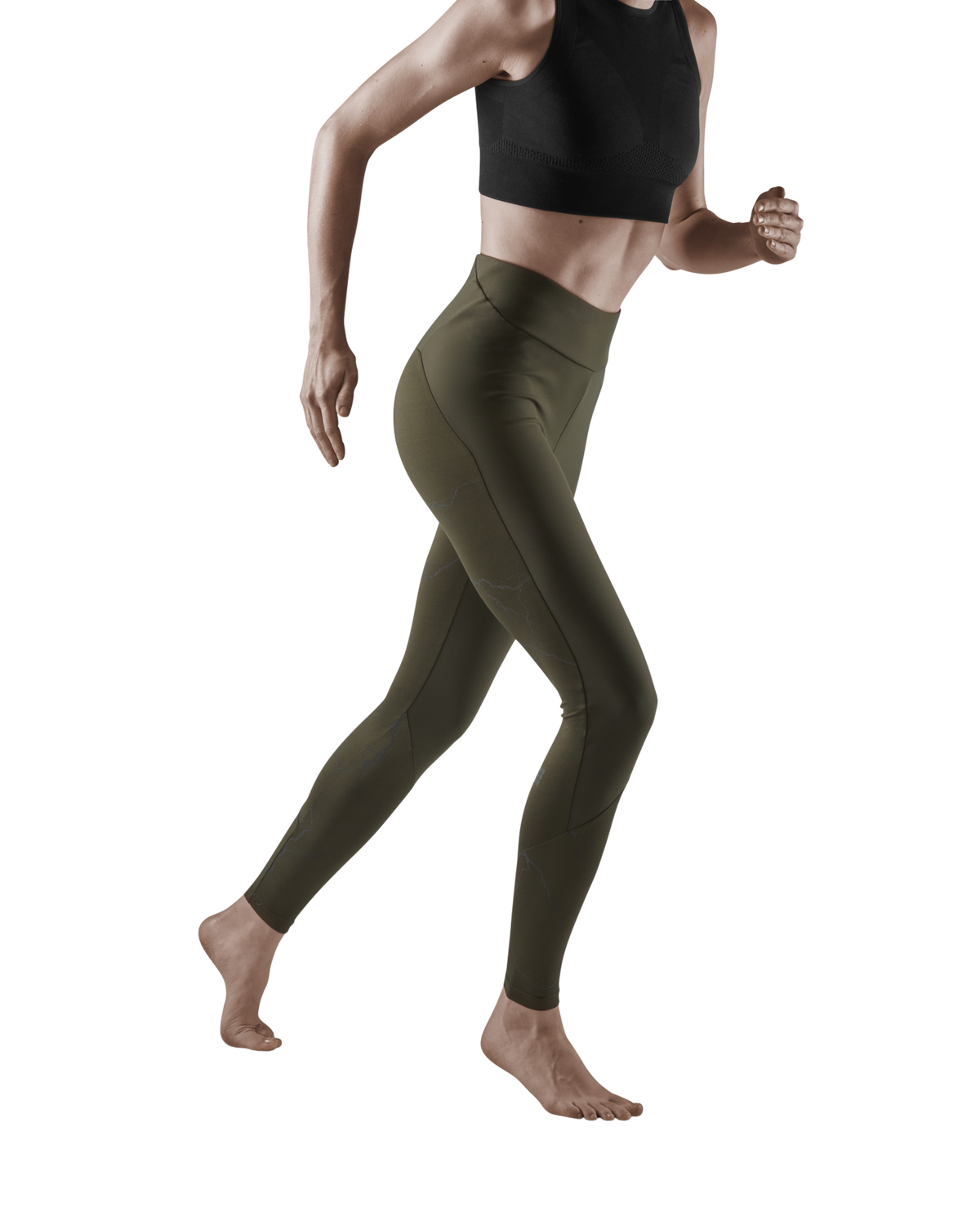 Reflective Tights, Women, Dark Green