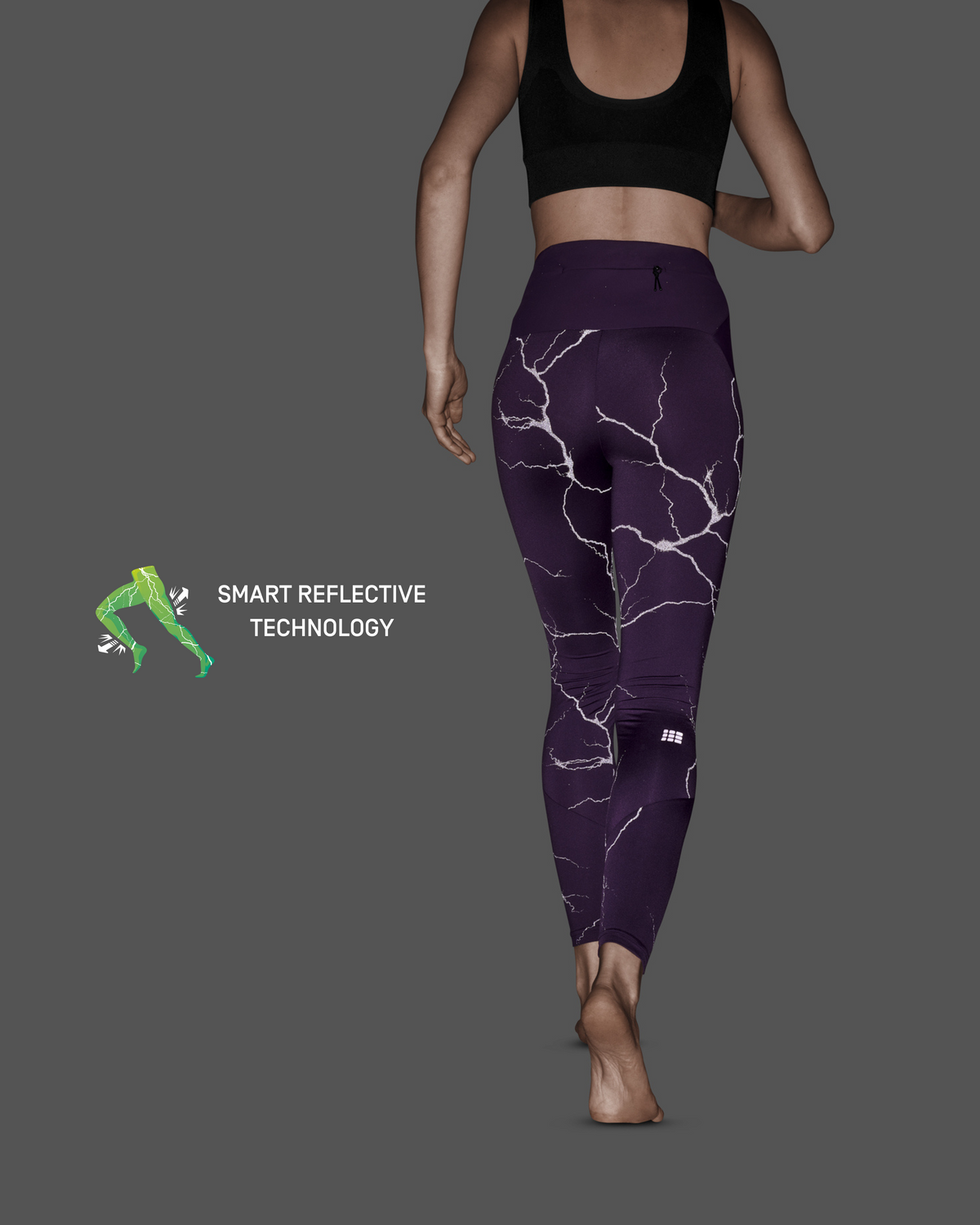 Reflective Tights, Women, Purple, close-up detail