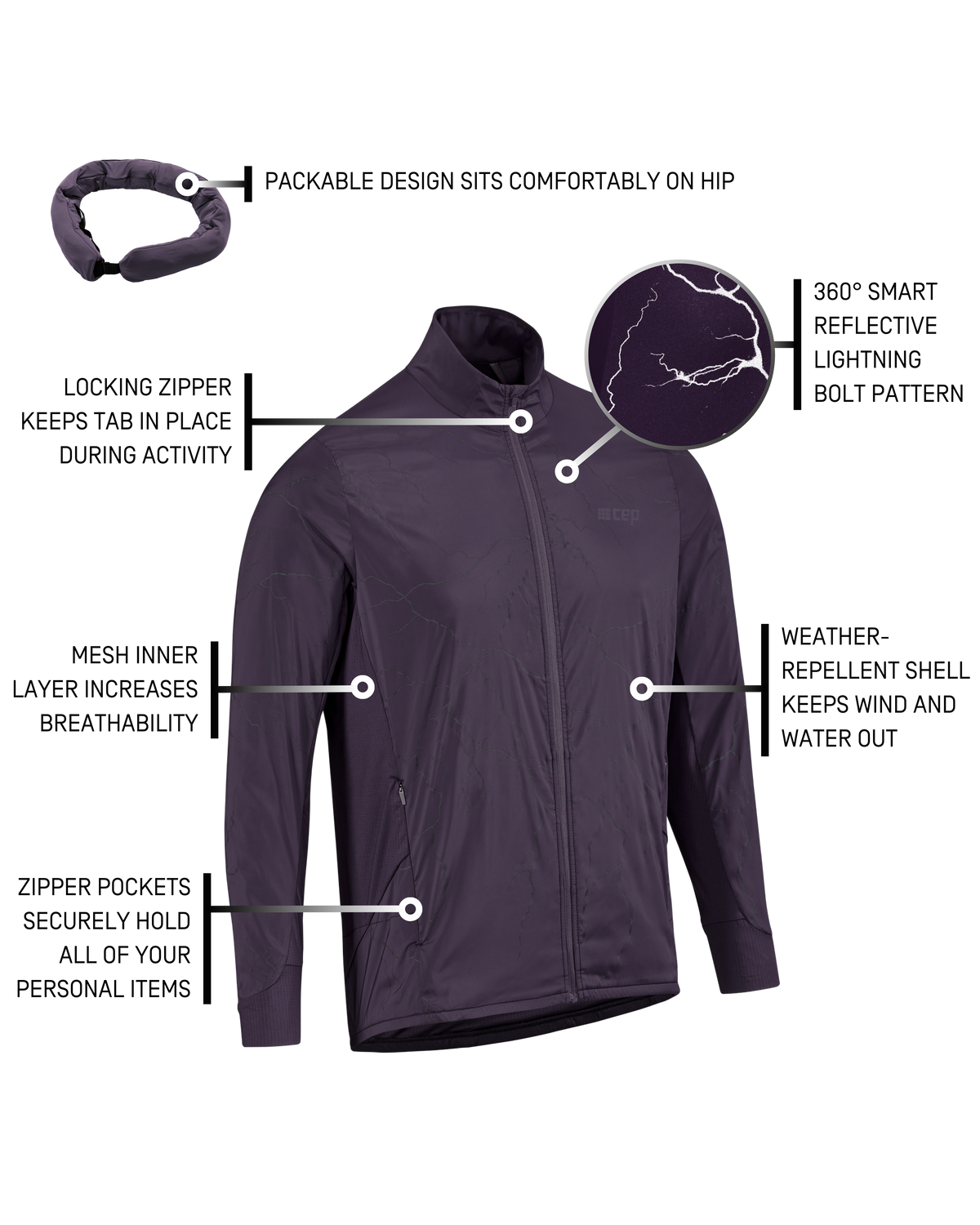 Reflective Windbreaker, Men, Purple