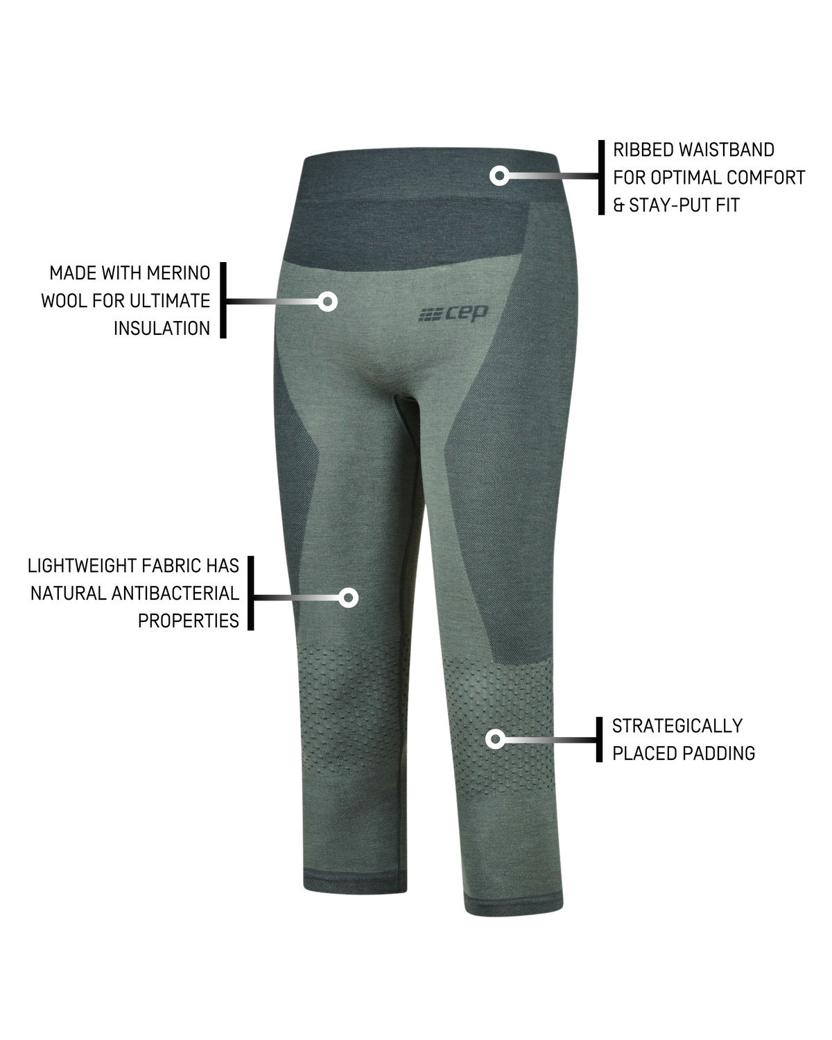 Ski Merino 3/4 Base Tights, Men, Blue-Grey