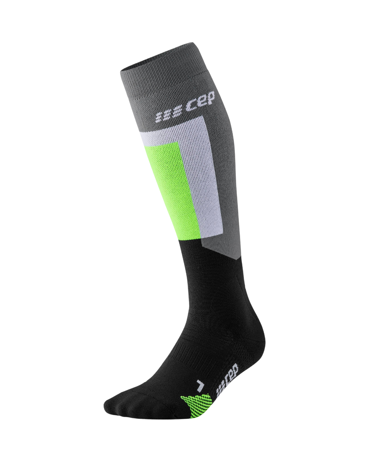 Ski Thermo Tall Compression Socks, Women, Grey/Black/Lime