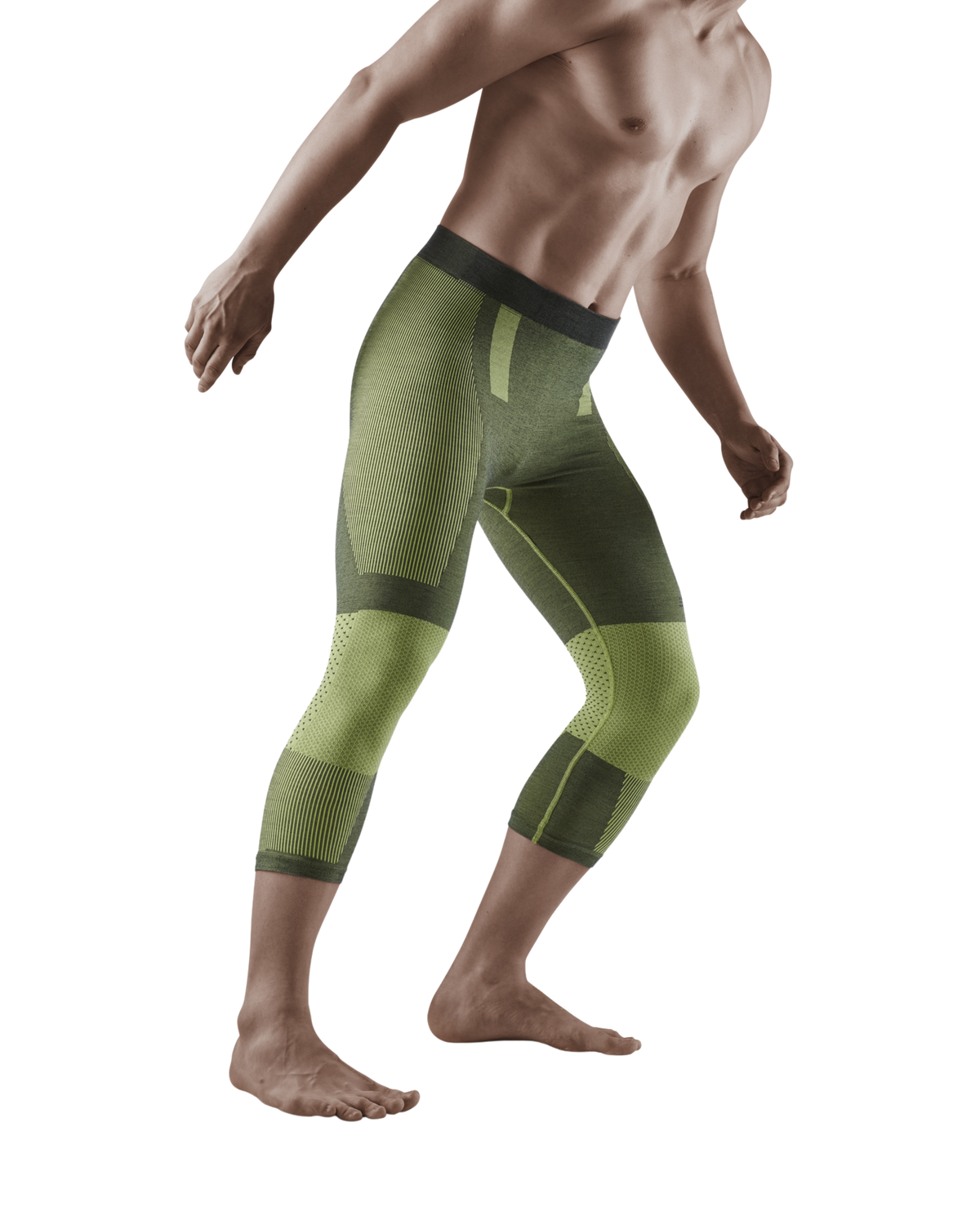 Ski Touring 3/4 Base Tights, Men, Green/Dark Green