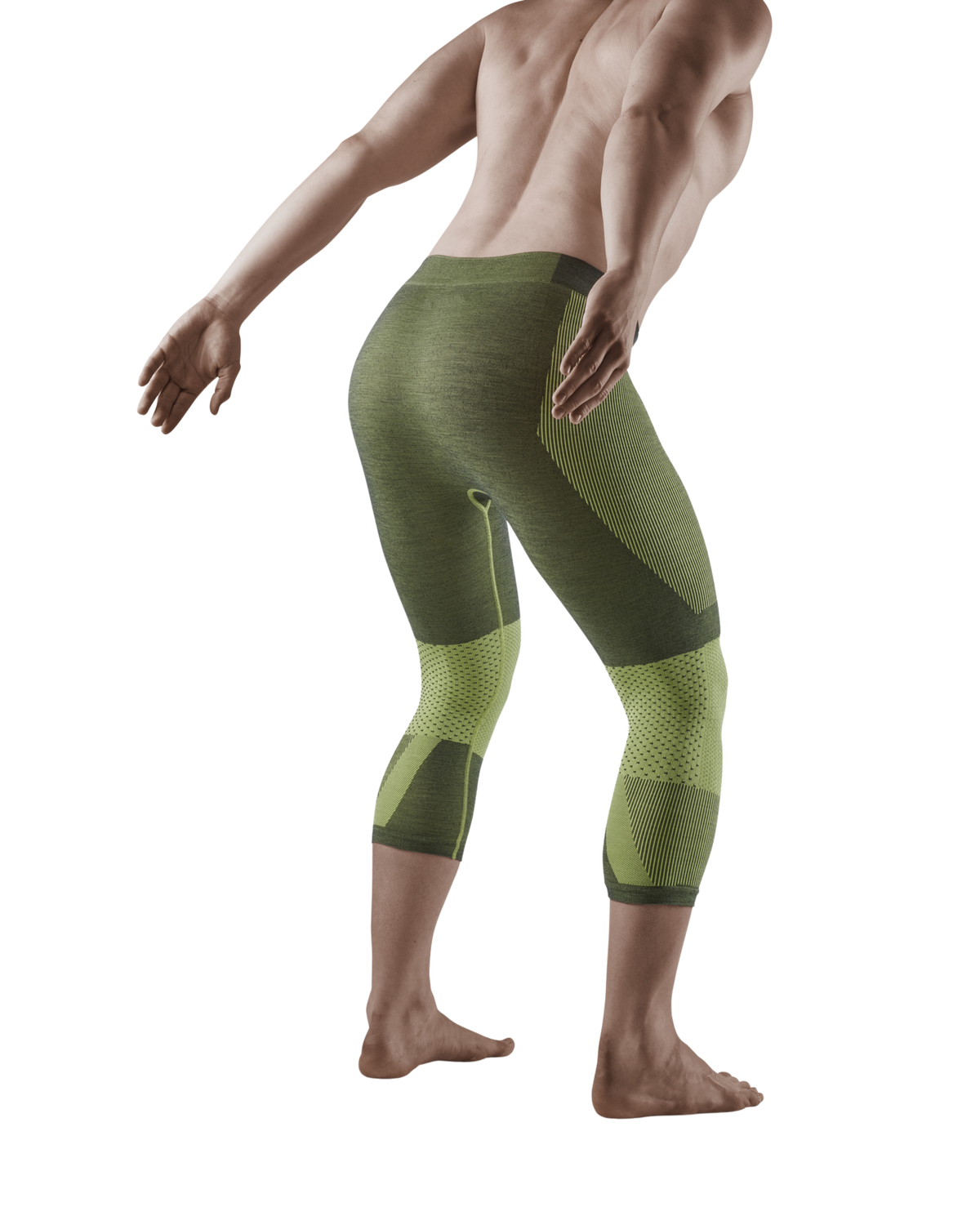 Ski Touring 3/4 Base Tights, Men, Green/Dark Green