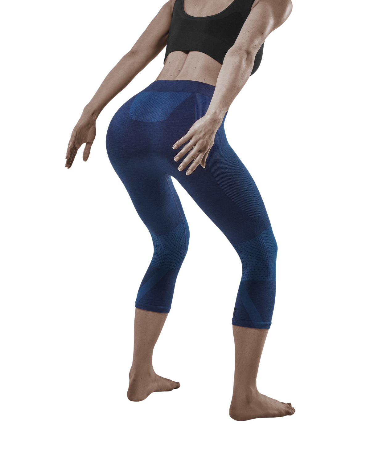 Ski Touring 3/4 Base Tights, Women, Blue/Navy Blue