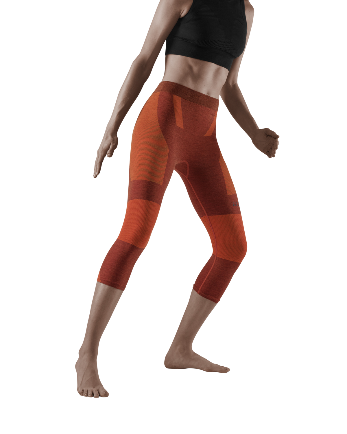 Ski Touring 3/4 Base Tights, Women, Orange/Dark Orange