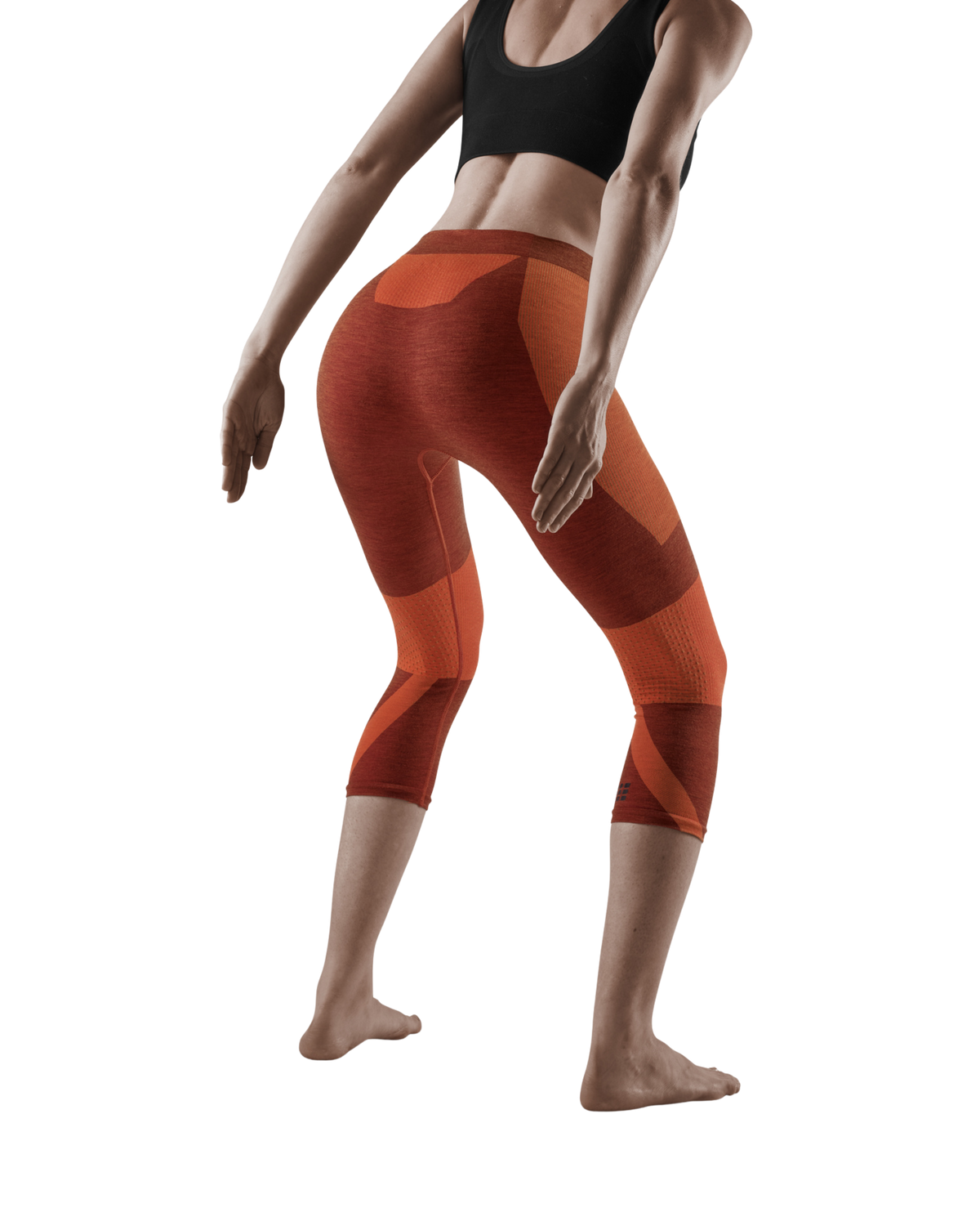 Ski Touring 3/4 Base Tights, Women, Orange/Dark Orange