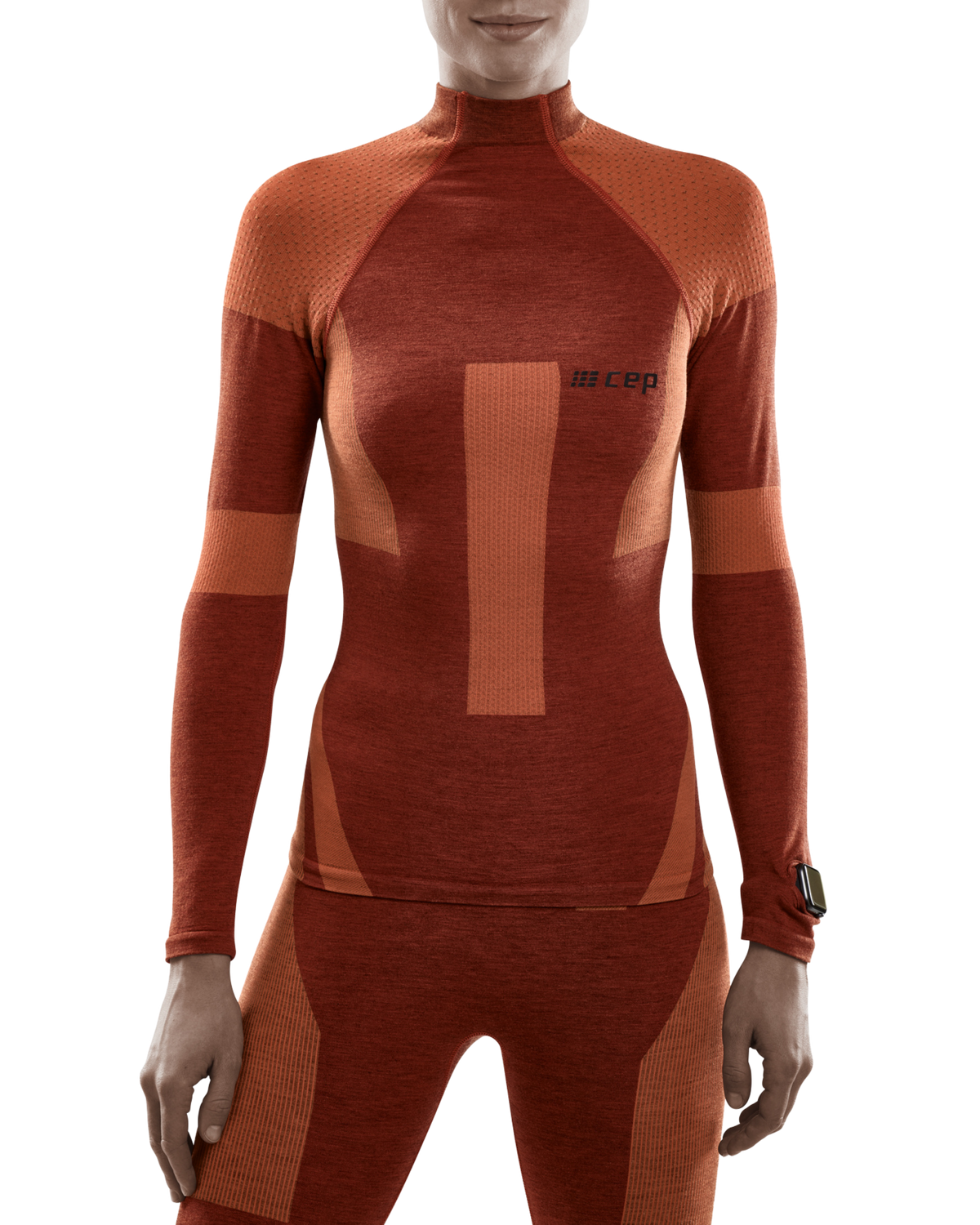 Ski Touring Base Shirt, Women, Orange/Dark Orange