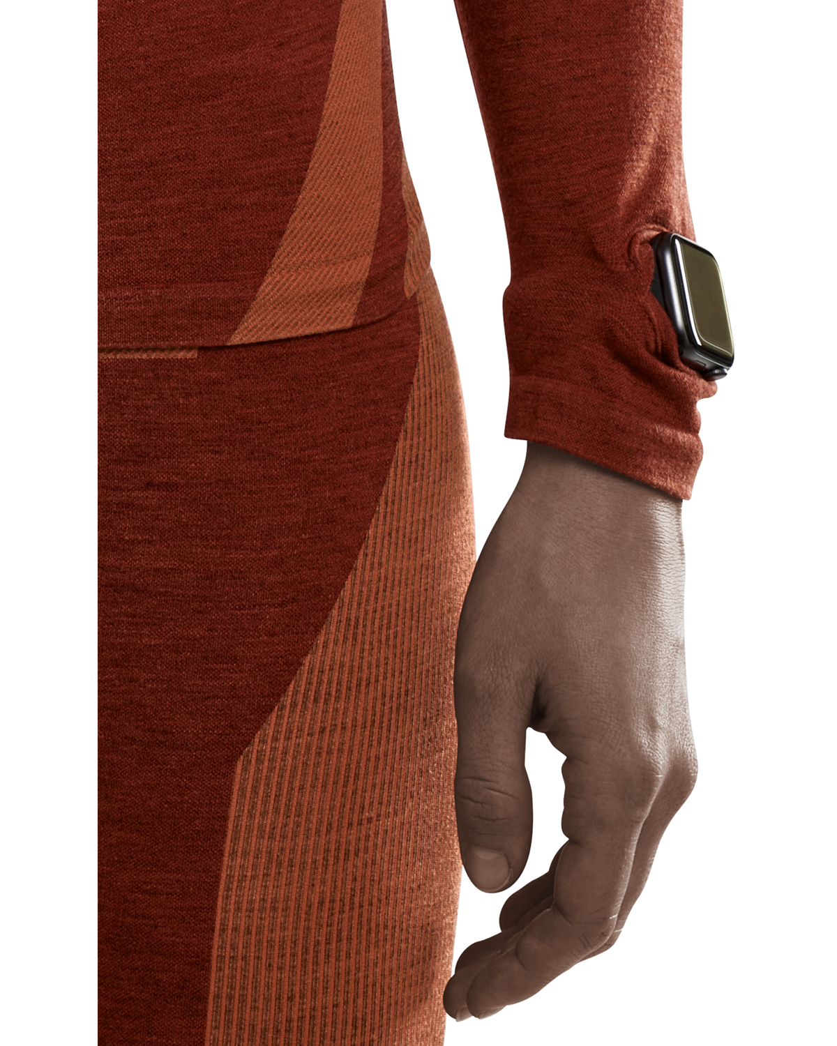 Ski Touring Base Shirt, Women, Orange/Dark Orange, close-up detail