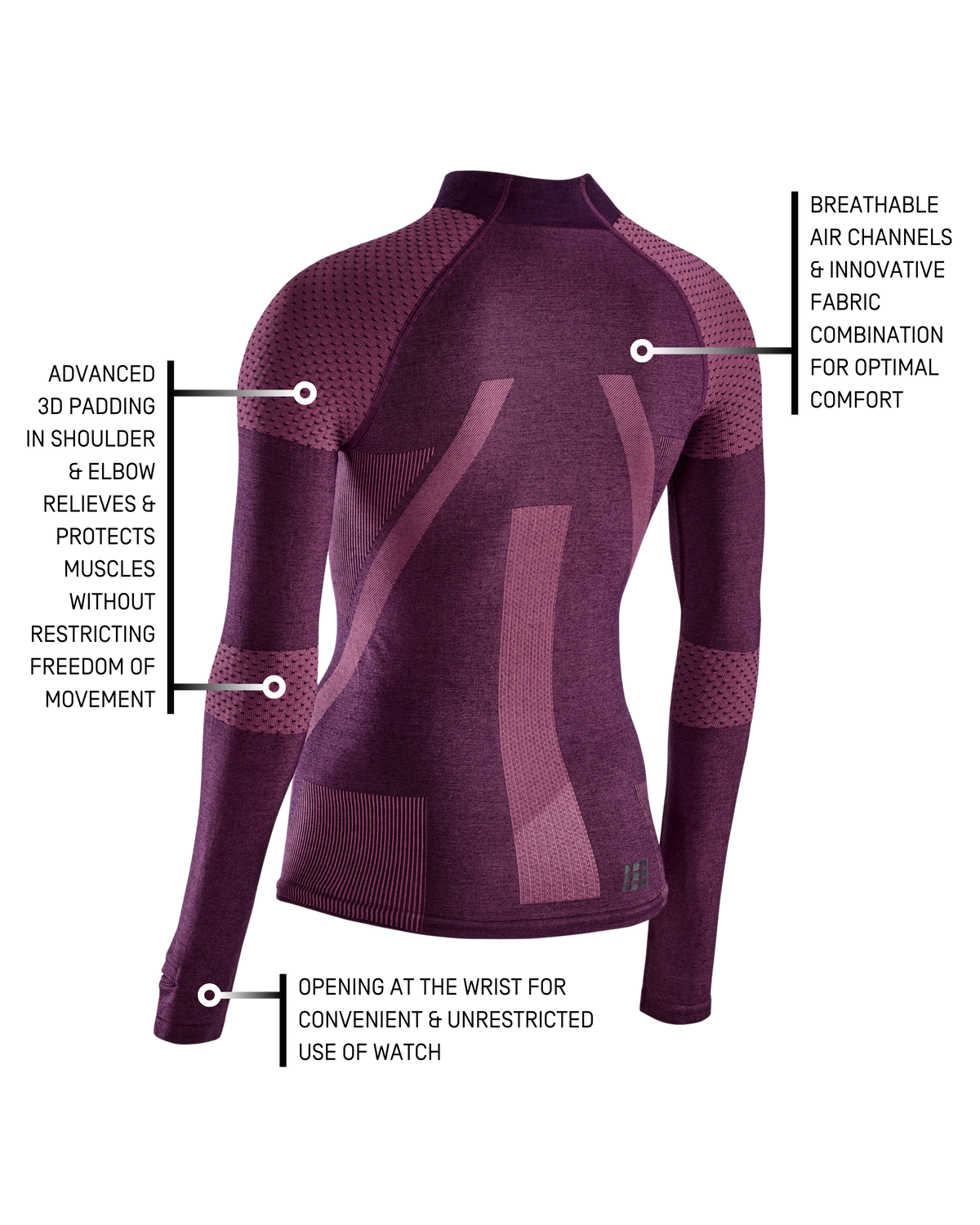 Ski Touring Base Shirt, Women, Violet/Dark Violet