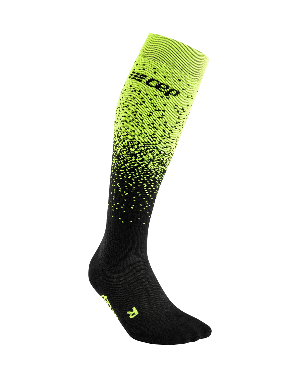 Ski Snowfall Tall Compression Socks, Men, Black/Green Snowfall