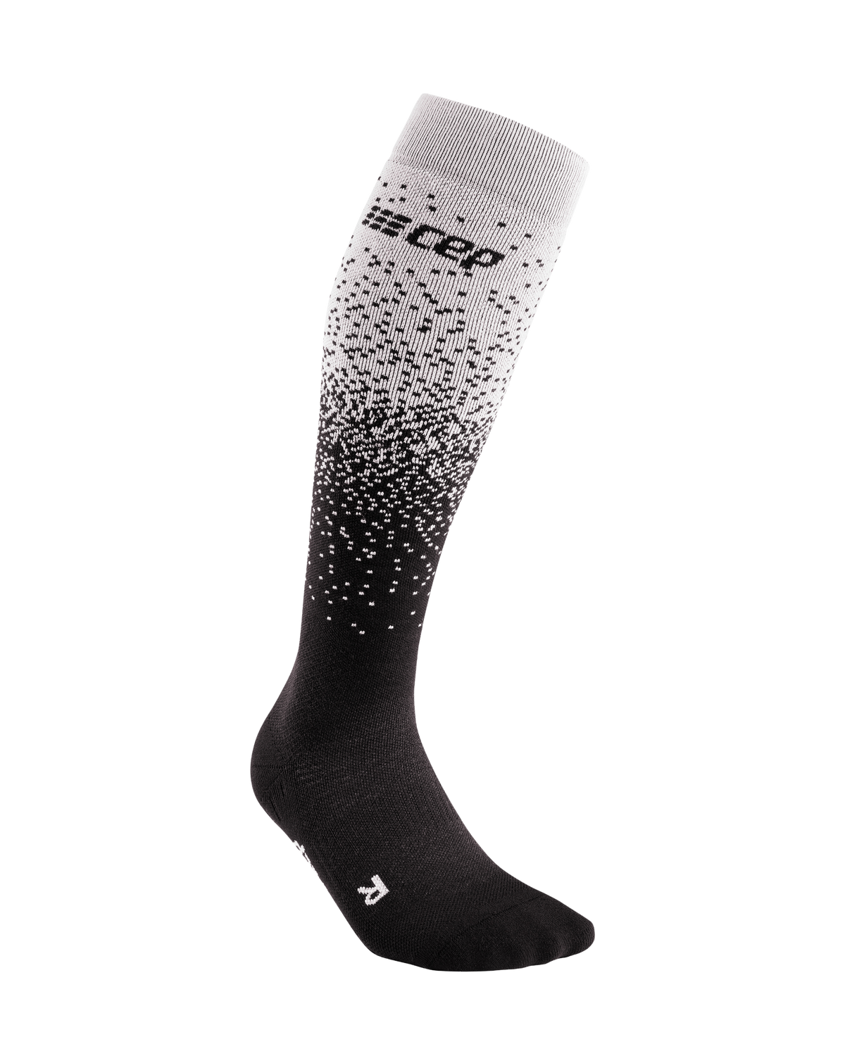 Ski Snowfall Tall Compression Socks, Men, Black/Off White Snowfall