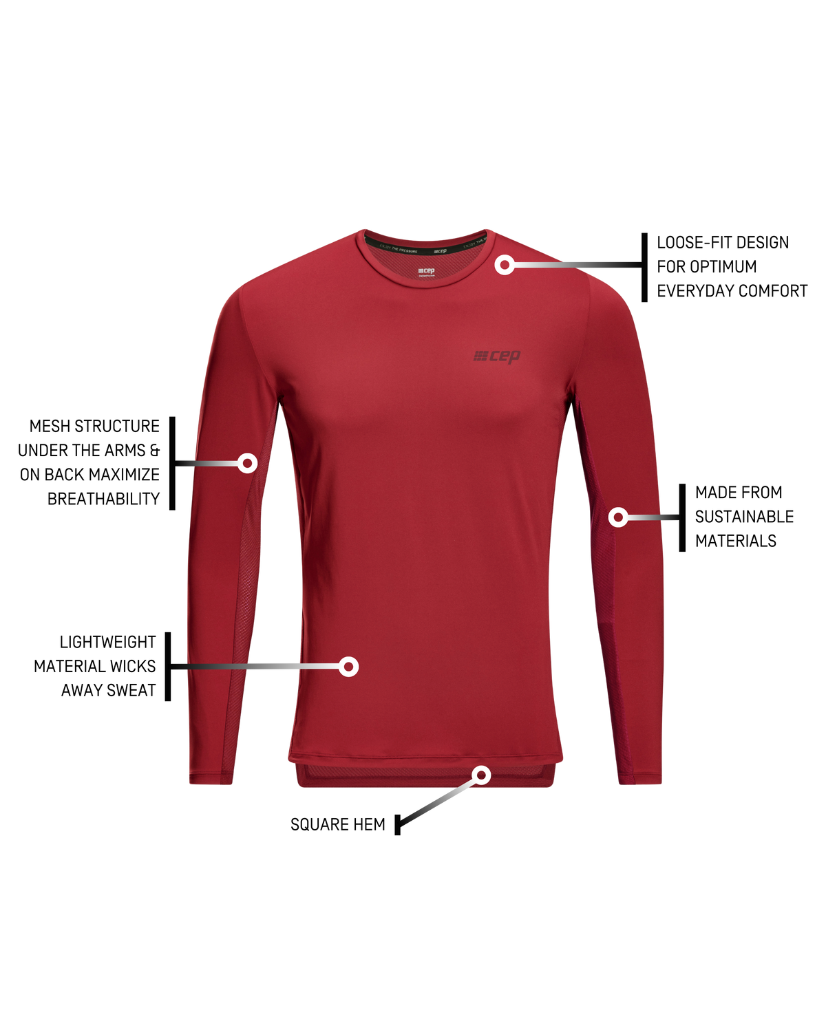 The Run Long Sleeve Shirt, Men, Crimson