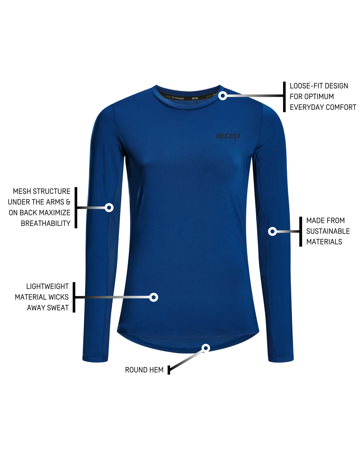 The Run Long Sleeve Shirt, Women, Blue