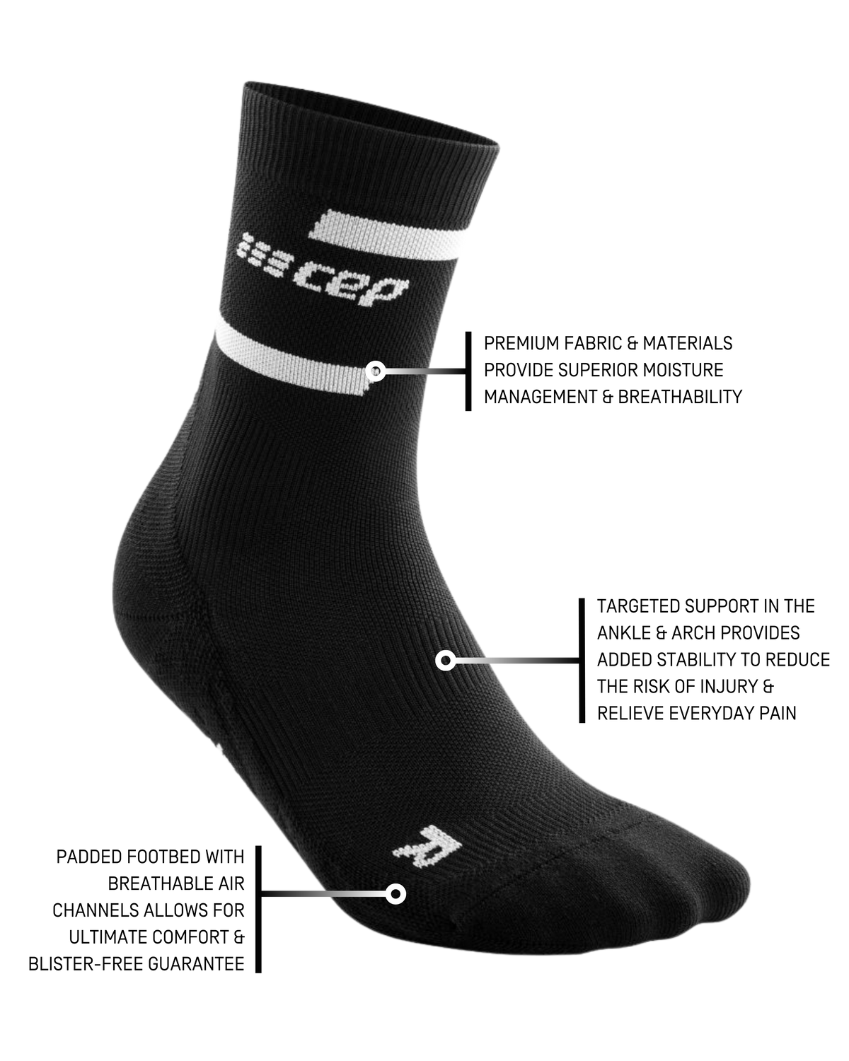 The Run Compression Mid Cut Socks 4.0, Men, Black
