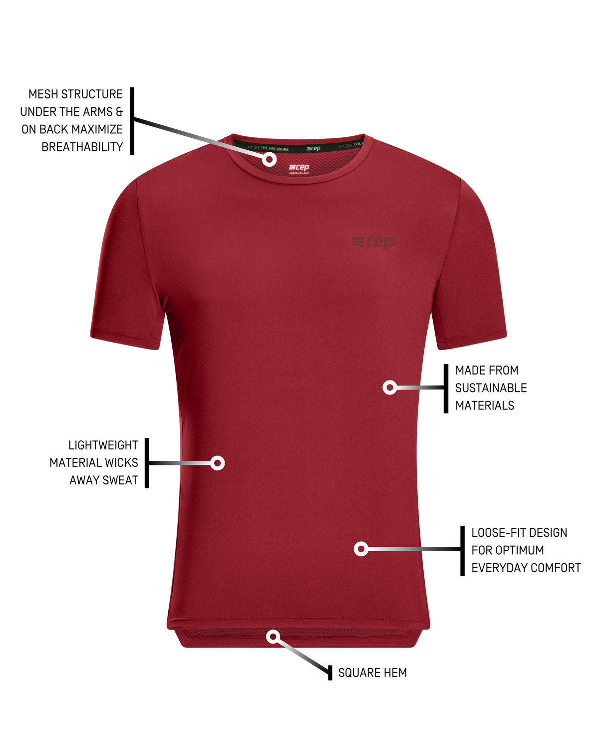 The Run Short Sleeve Shirt, Men, Crimson