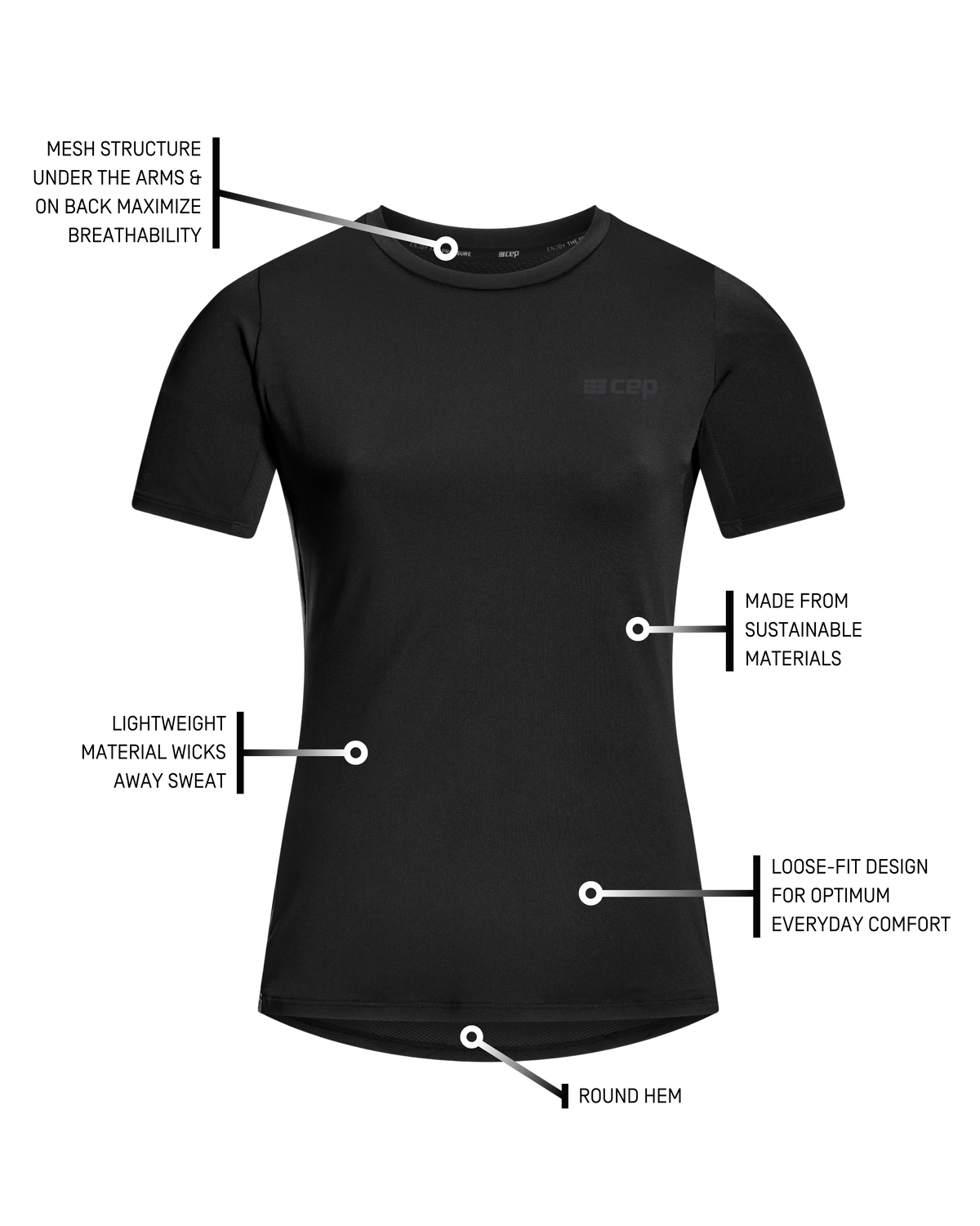 The Run Short Sleeve Shirt, Women, Black