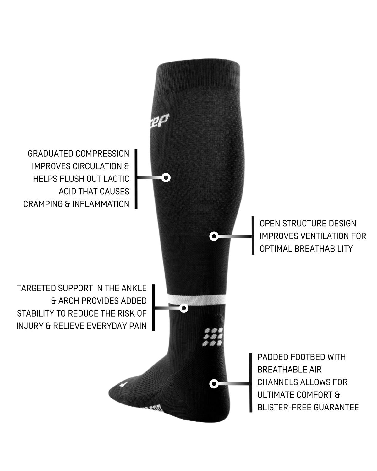 The Run Compression Tall Socks 4.0, Men, Black/White