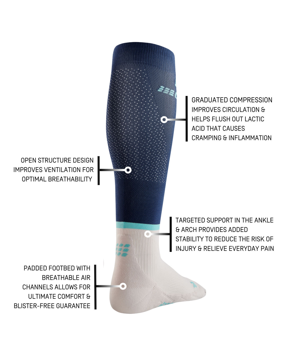 The Run Compression Tall Socks 4.0, Men, Blue/Off White