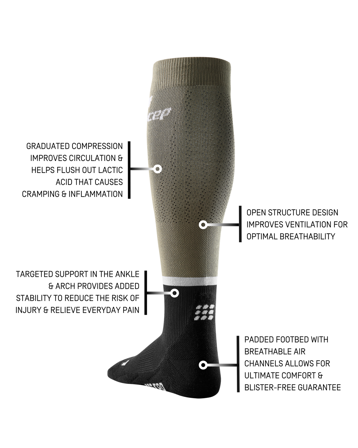 The Run Compression Tall Socks 4.0, Men, Olive/Black