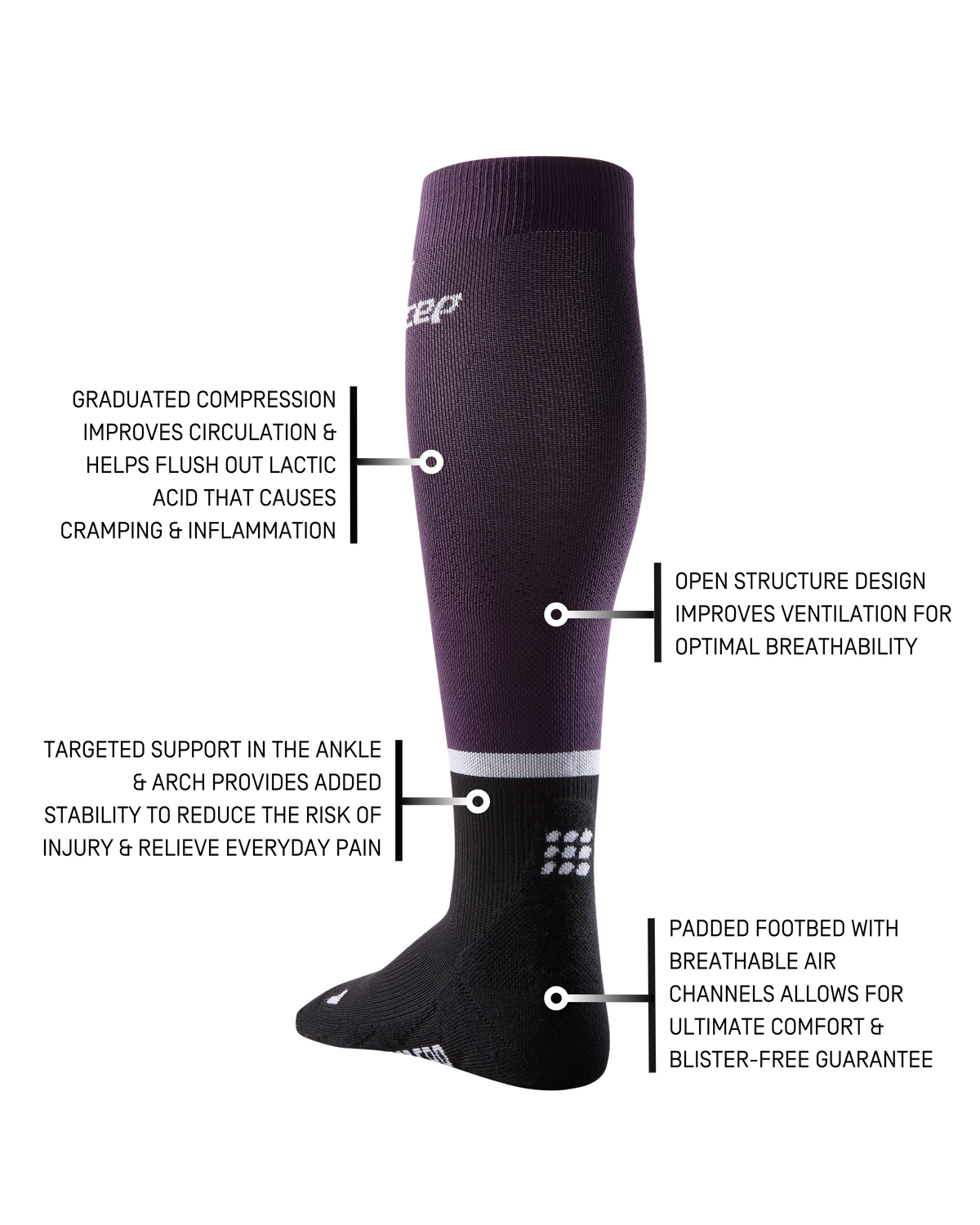 The Run Compression Tall Socks 4.0, Men, Violet/Black